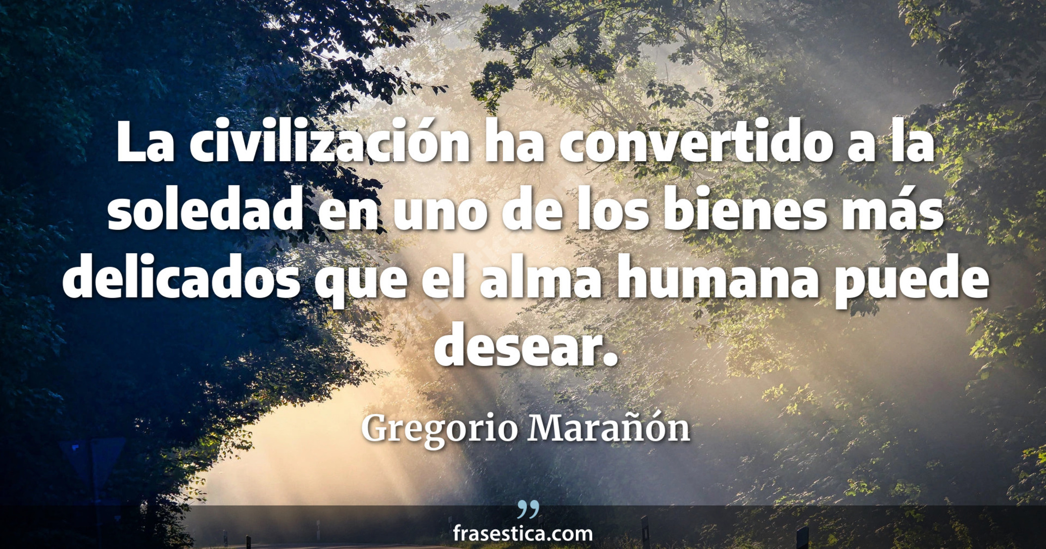 La civilización ha convertido a la soledad en uno de los bienes más delicados que el alma humana puede desear. - Gregorio Marañón