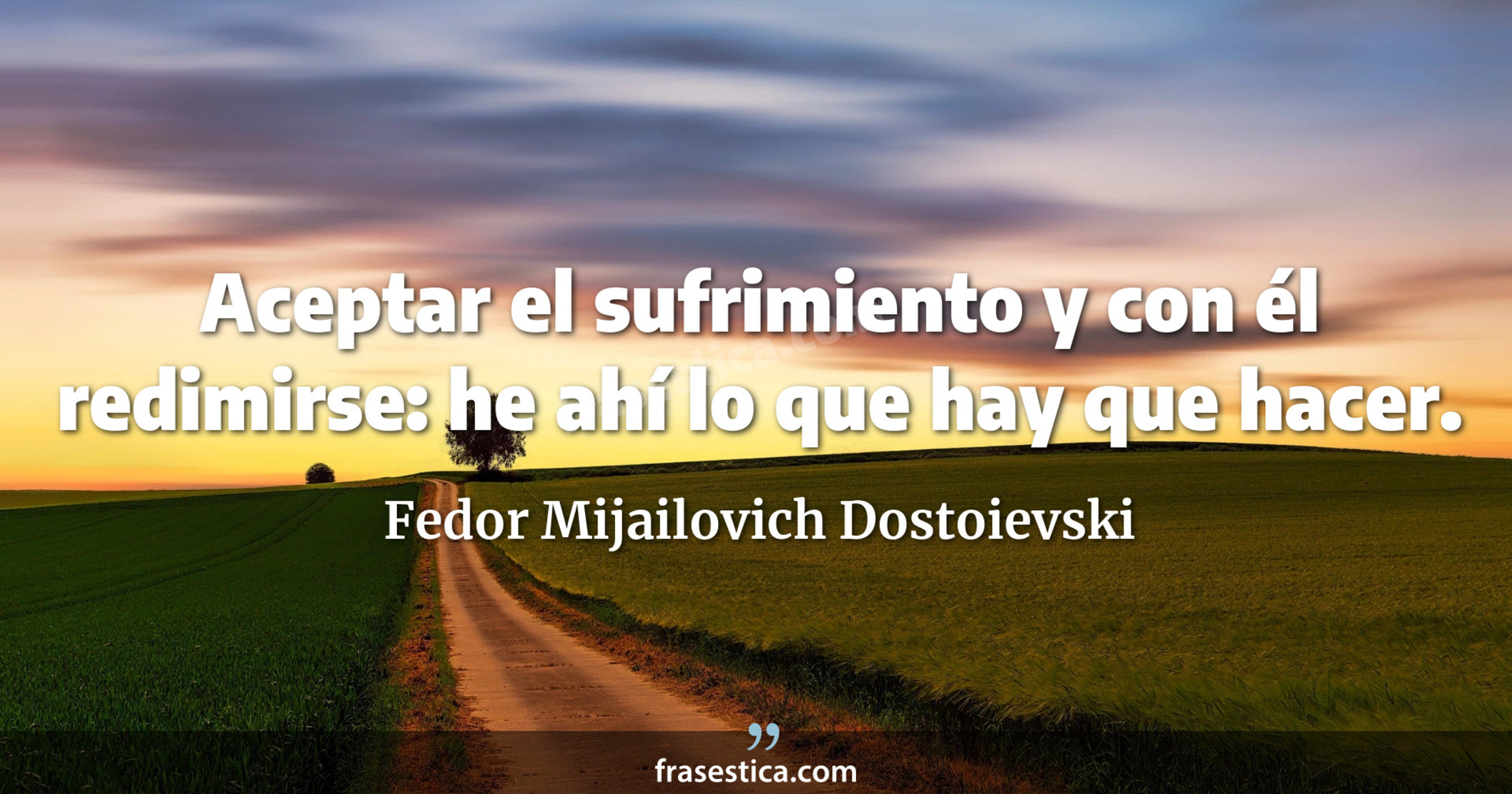 Aceptar el sufrimiento y con él redimirse: he ahí lo que hay que hacer. - Fedor Mijailovich Dostoievski