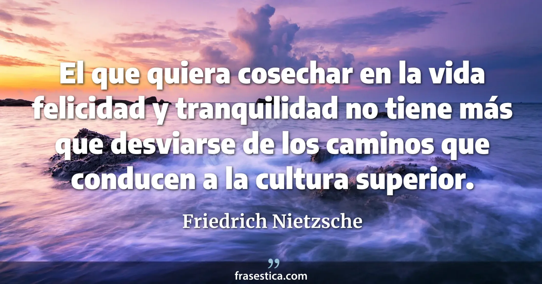 El que quiera cosechar en la vida felicidad y tranquilidad no tiene más que desviarse de los caminos que conducen a la cultura superior. - Friedrich Nietzsche