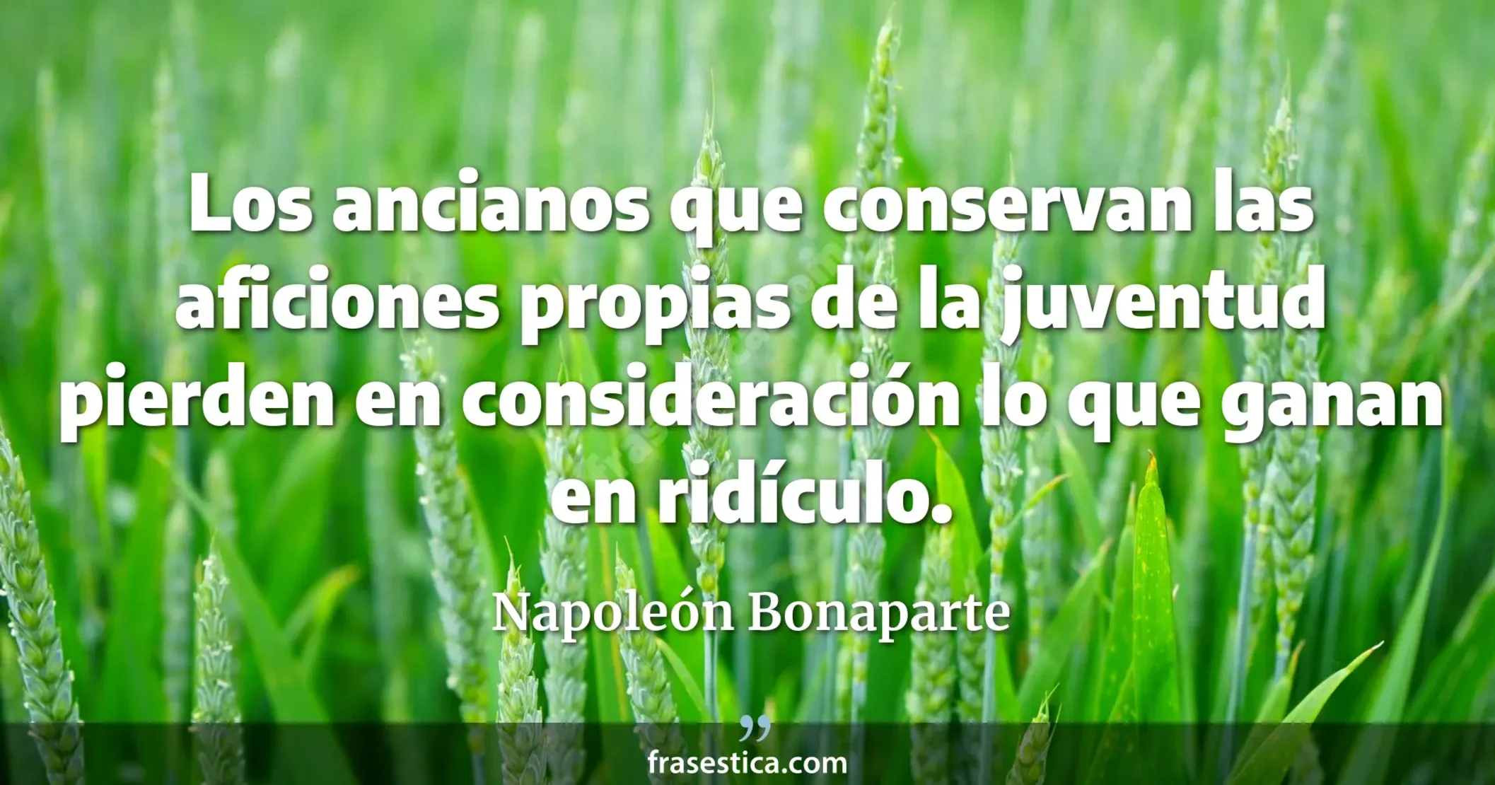 Los ancianos que conservan las aficiones propias de la juventud pierden en consideración lo que ganan en ridículo. - Napoleón Bonaparte
