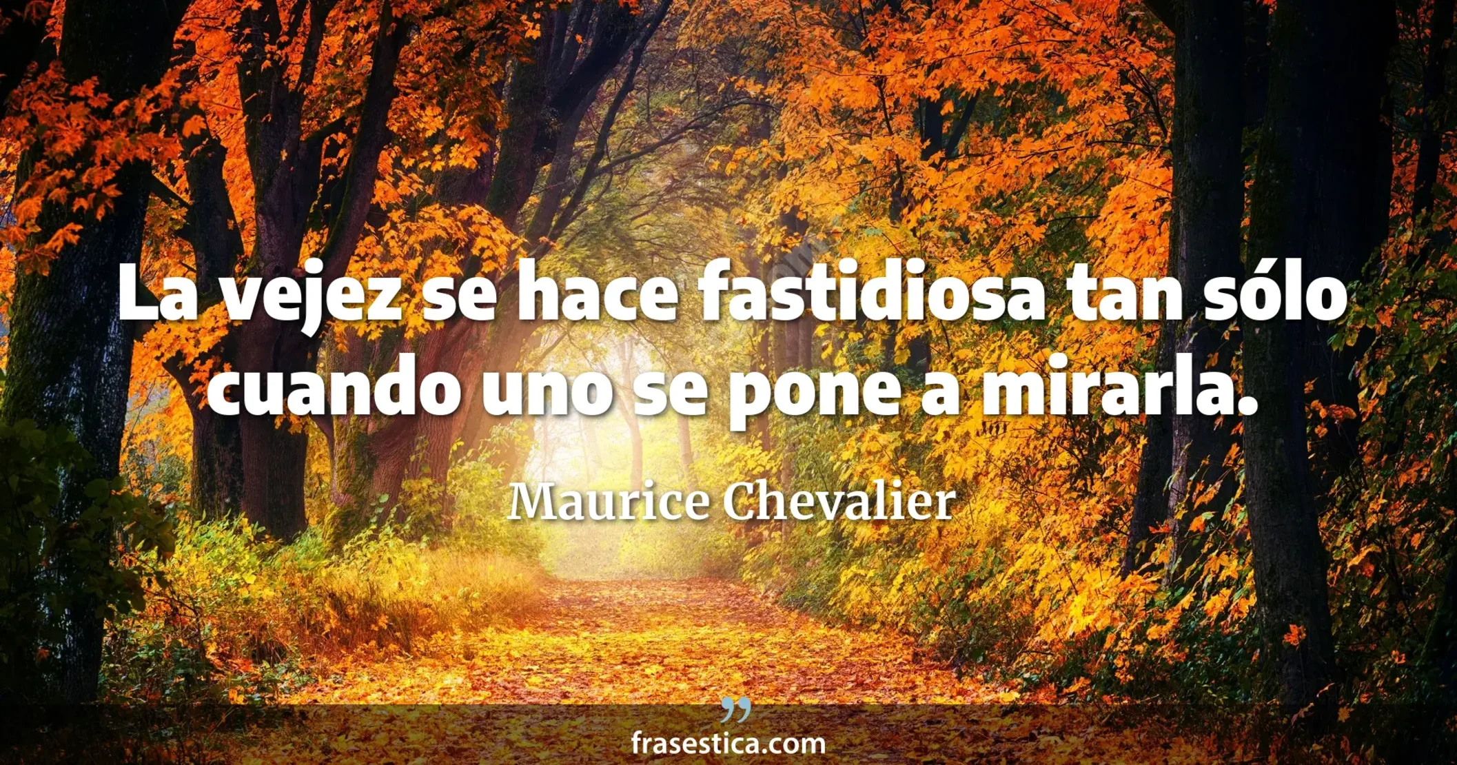 La vejez se hace fastidiosa tan sólo cuando uno se pone a mirarla. - Maurice Chevalier