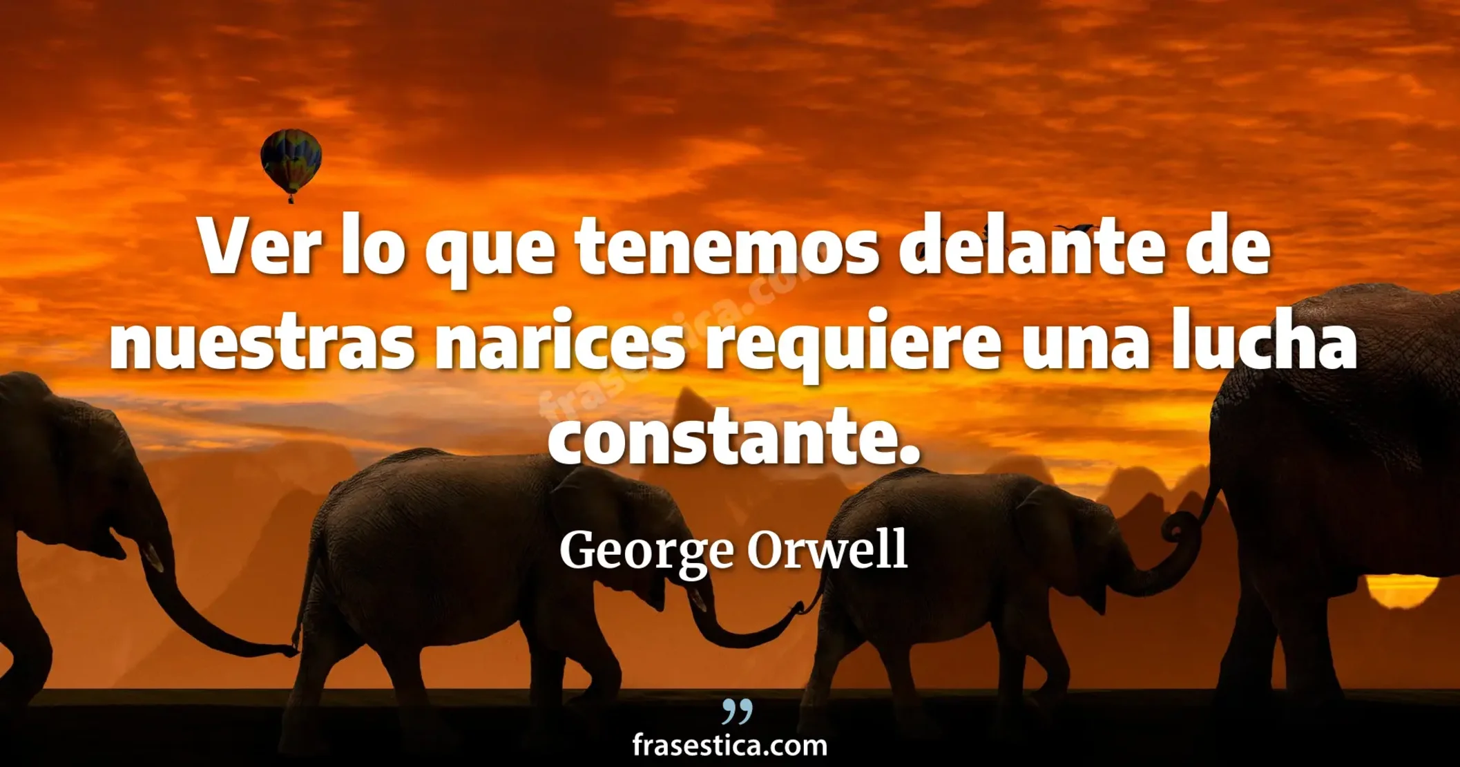 Ver lo que tenemos delante de nuestras narices requiere una lucha constante. - George Orwell