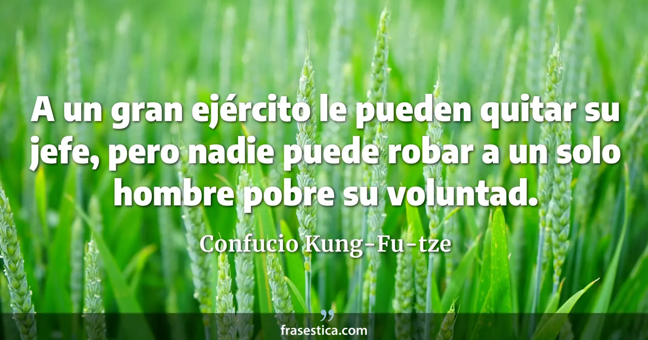 A un gran ejército le pueden quitar su jefe, pero nadie puede robar a un solo hombre pobre su voluntad. - Confucio Kung-Fu-tze
