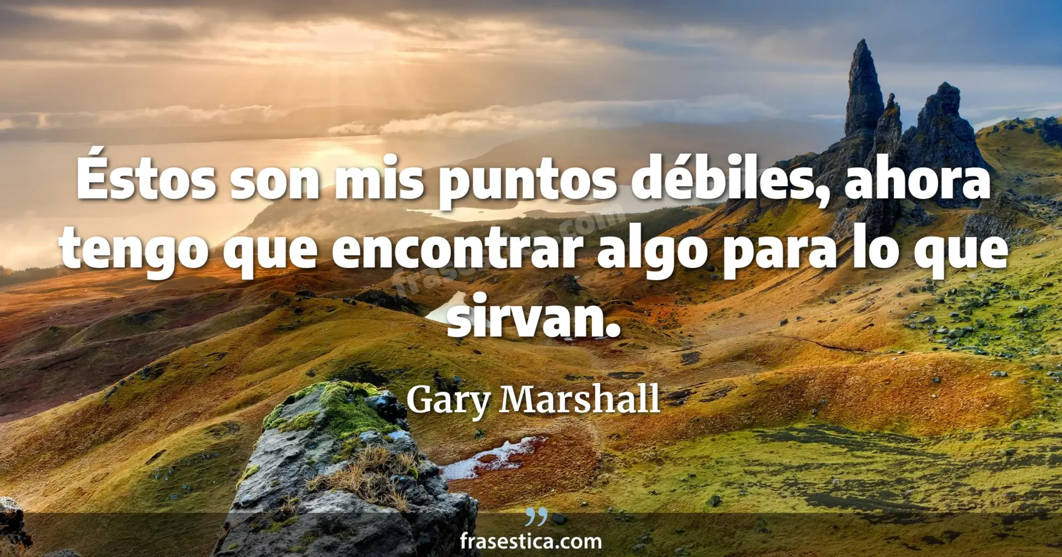Éstos son mis puntos débiles, ahora tengo que encontrar algo para lo que sirvan. - Gary Marshall
