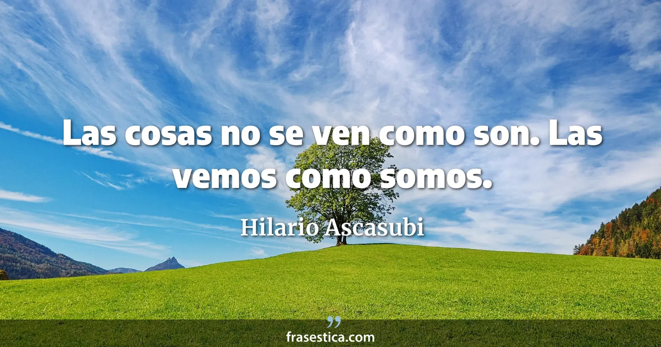 Las cosas no se ven como son. Las vemos como somos. - Hilario Ascasubi