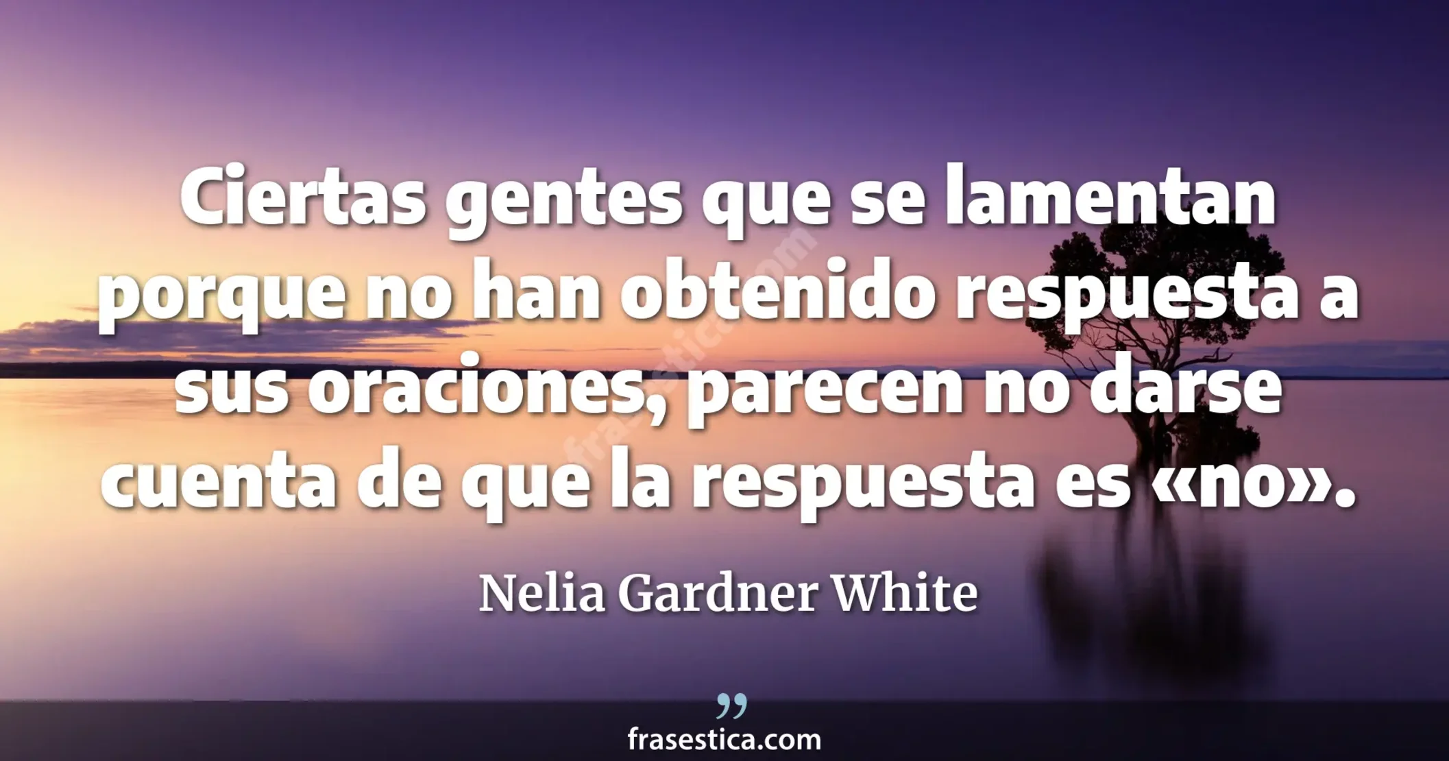 Ciertas gentes que se lamentan porque no han obtenido respuesta a sus oraciones, parecen no darse cuenta de que la respuesta es «no». - Nelia Gardner White