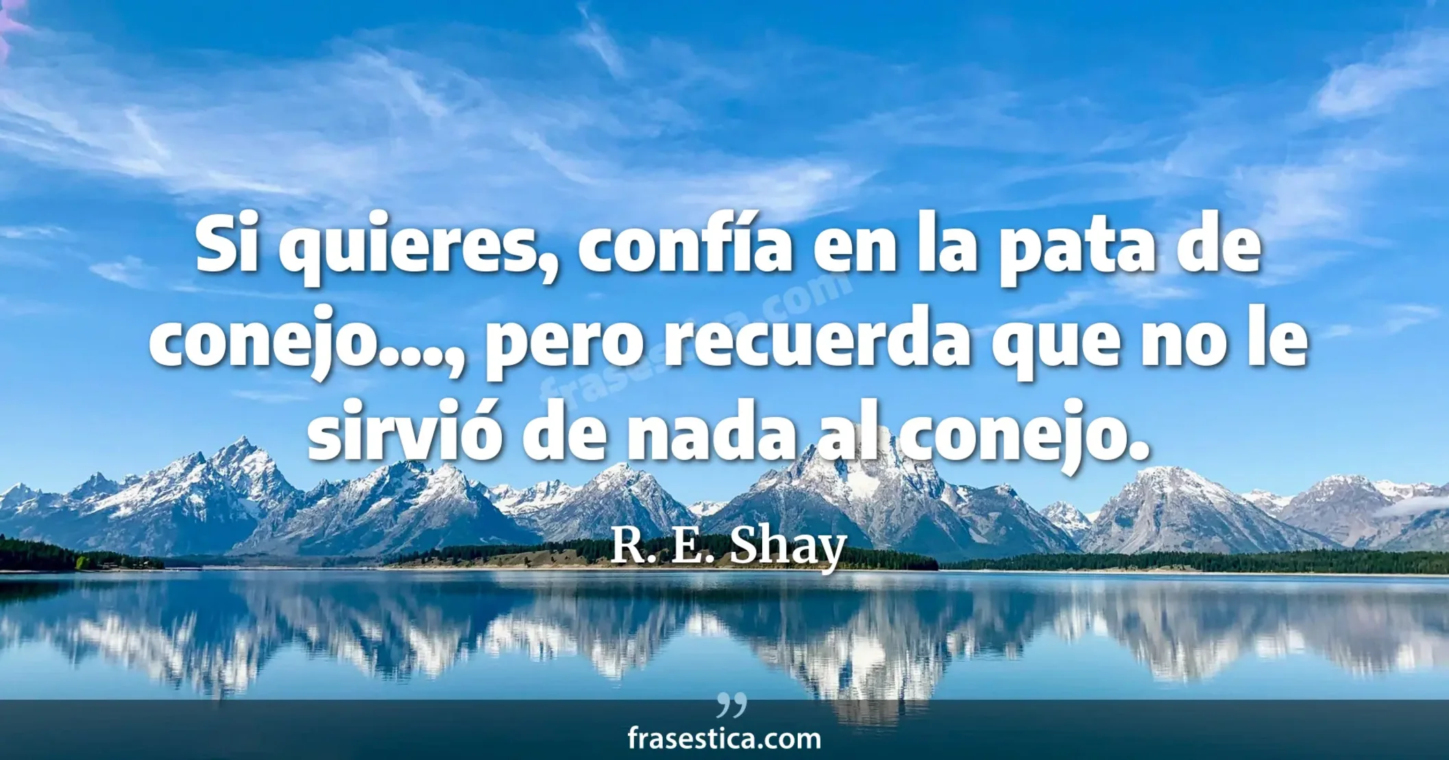 Si quieres, confía en la pata de conejo..., pero recuerda que no le sirvió de nada al conejo. - R. E. Shay