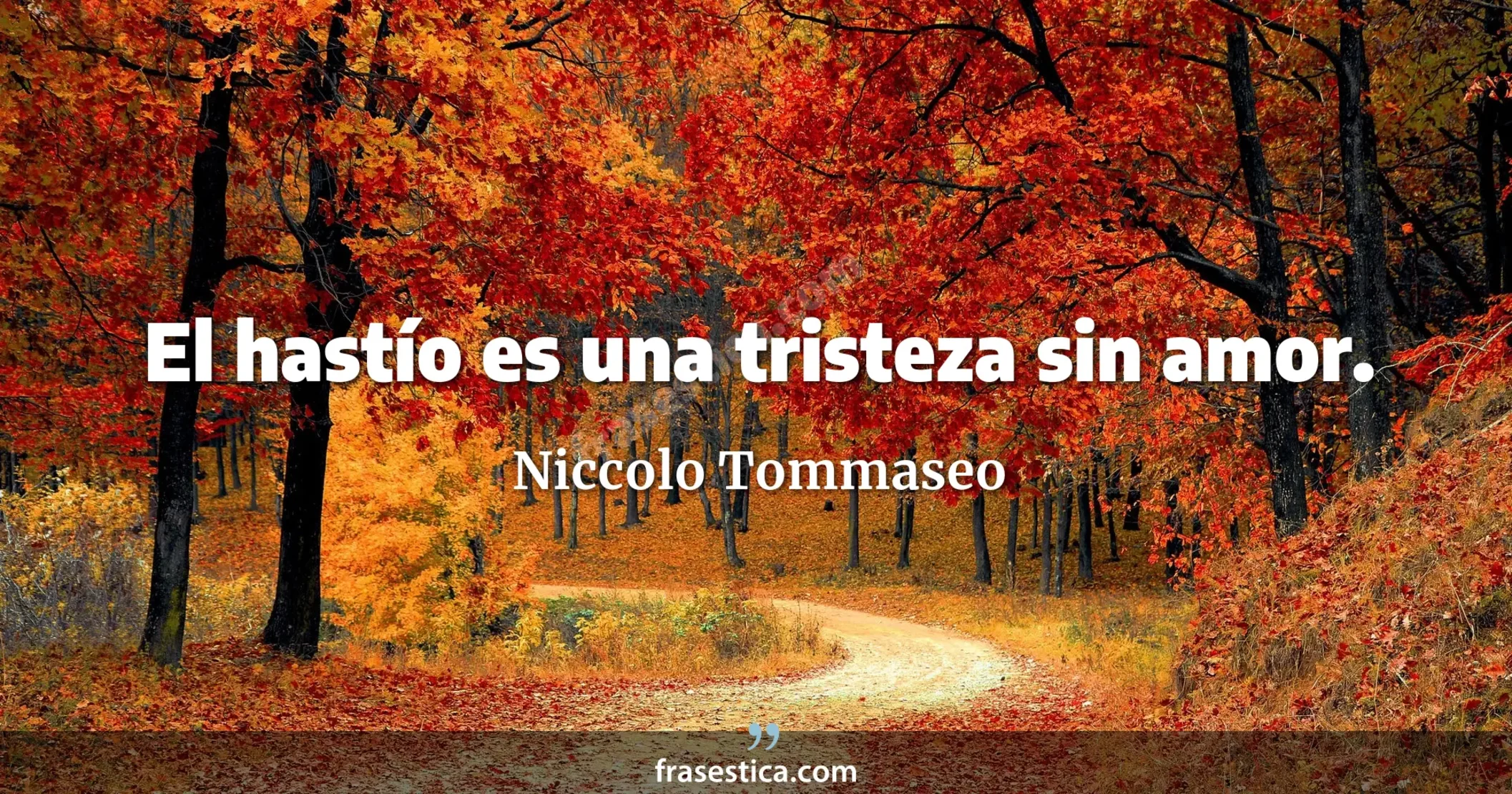 El hastío es una tristeza sin amor. - Niccolo Tommaseo