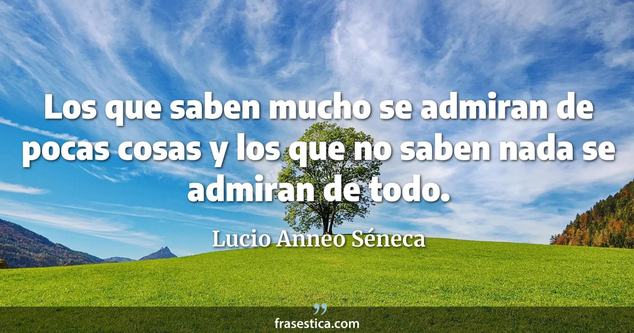 Los que saben mucho se admiran de pocas cosas y los que no saben nada se admiran de todo. - Lucio Anneo Séneca