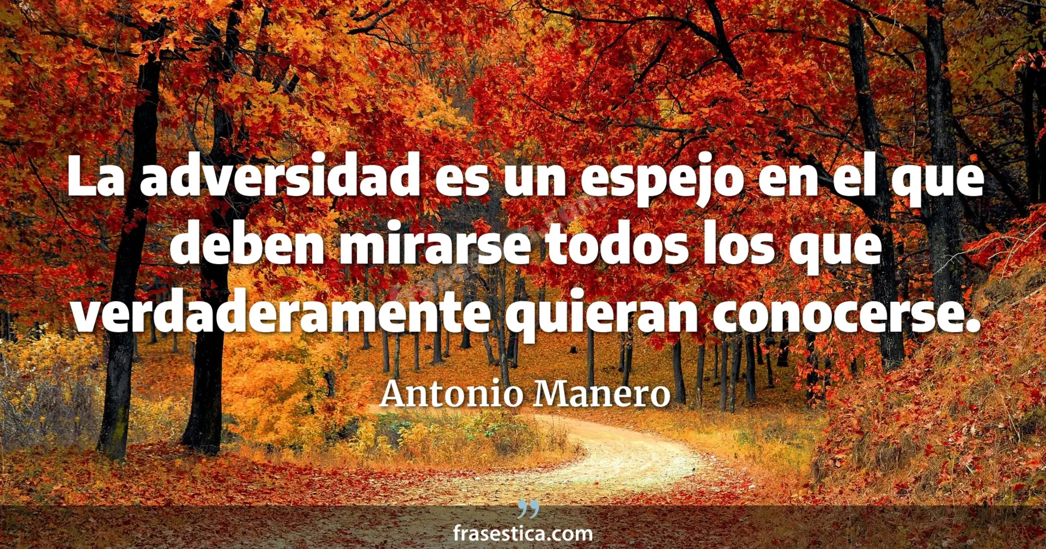 La adversidad es un espejo en el que deben mirarse todos los que verdaderamente quieran conocerse. - Antonio Manero