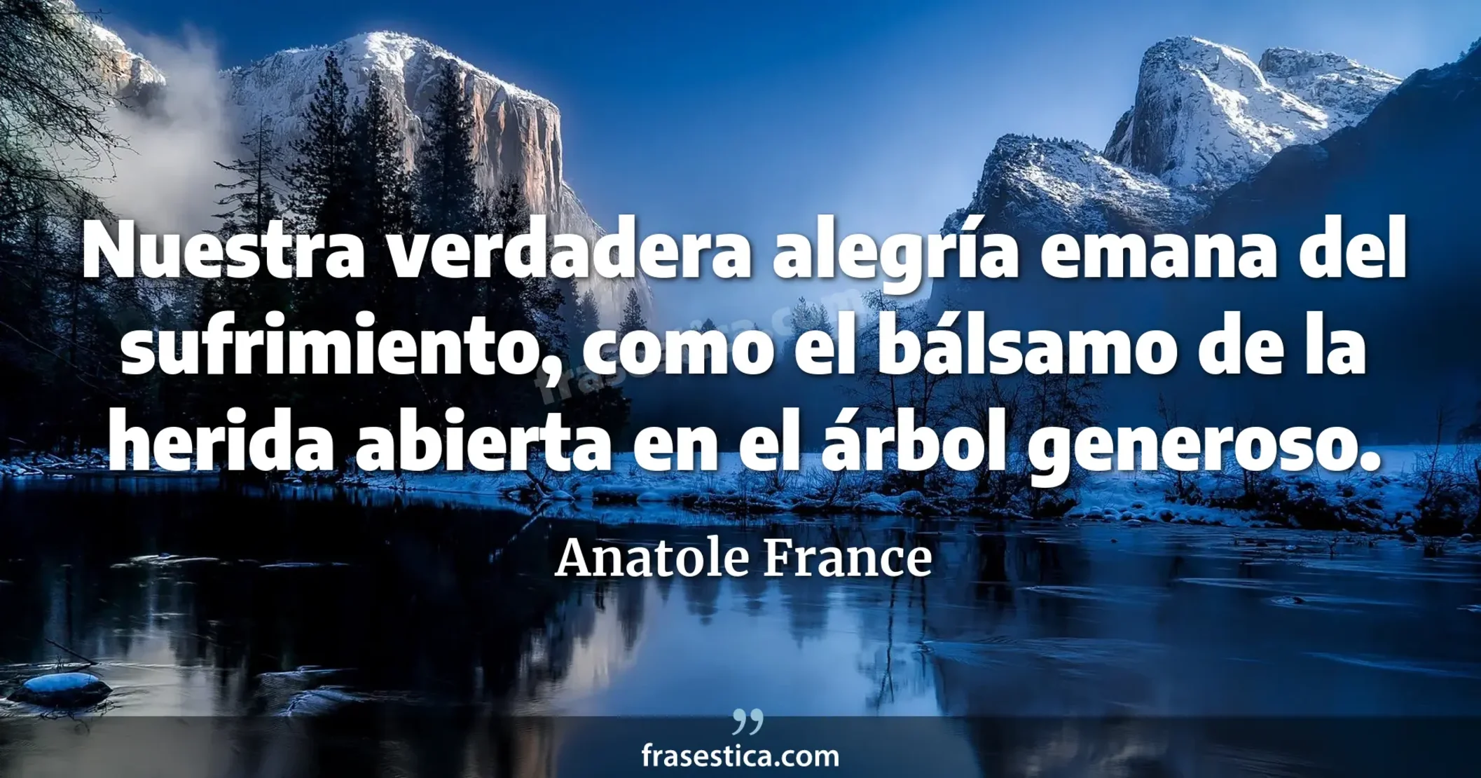 Nuestra verdadera alegría emana del sufrimiento, como el bálsamo de la herida abierta en el árbol generoso.  - Anatole France