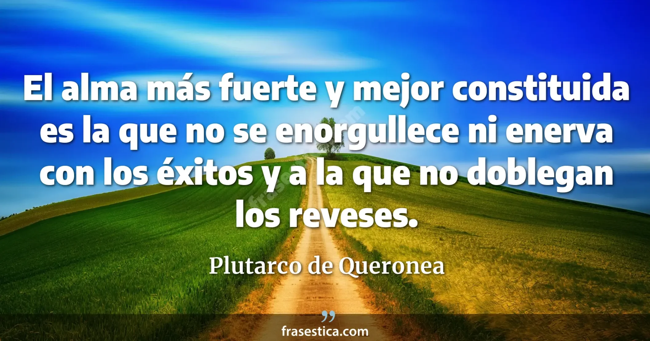 El alma más fuerte y mejor constituida es la que no se enorgullece ni enerva con los éxitos y a la que no doblegan los reveses. - Plutarco de Queronea