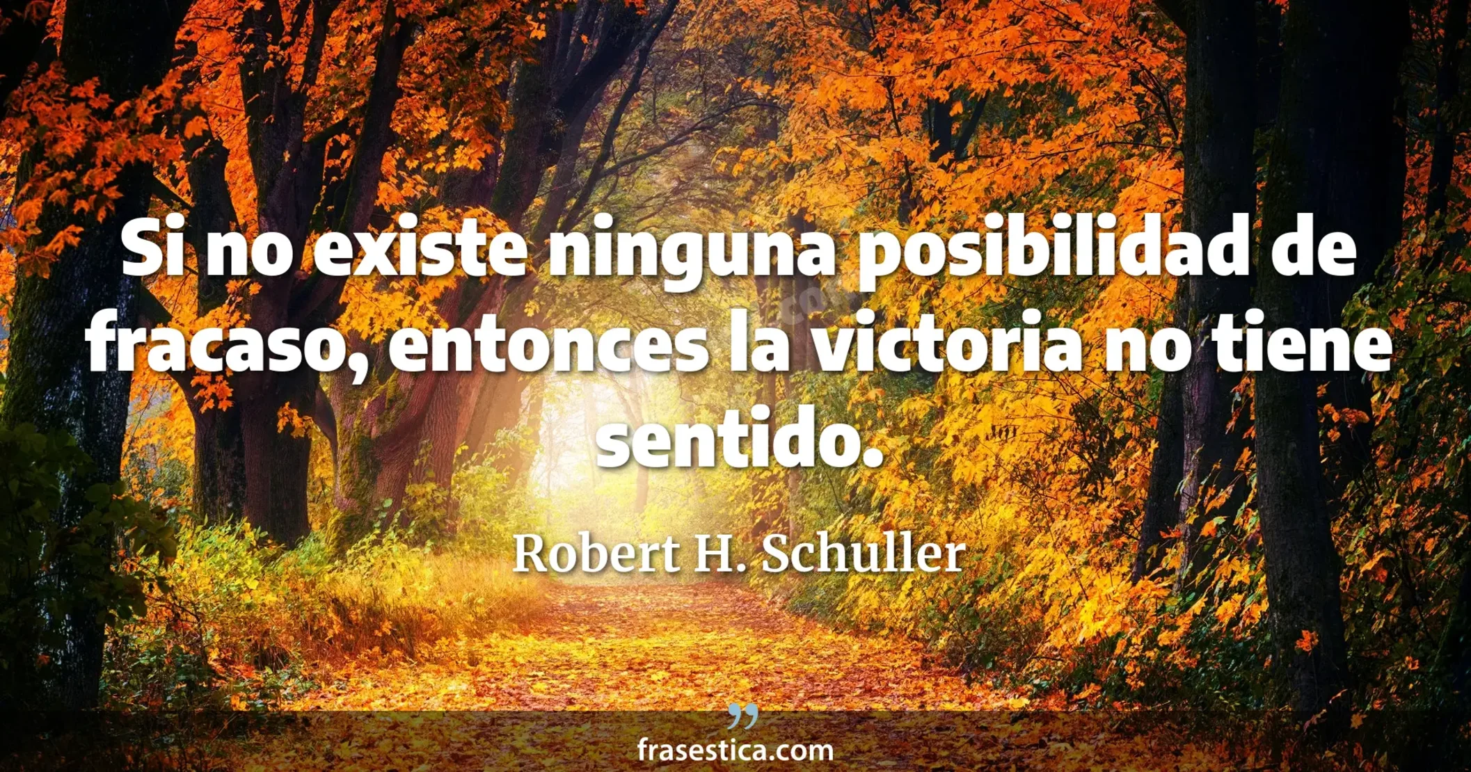 Si no existe ninguna posibilidad de fracaso, entonces la victoria no tiene sentido. - Robert H. Schuller