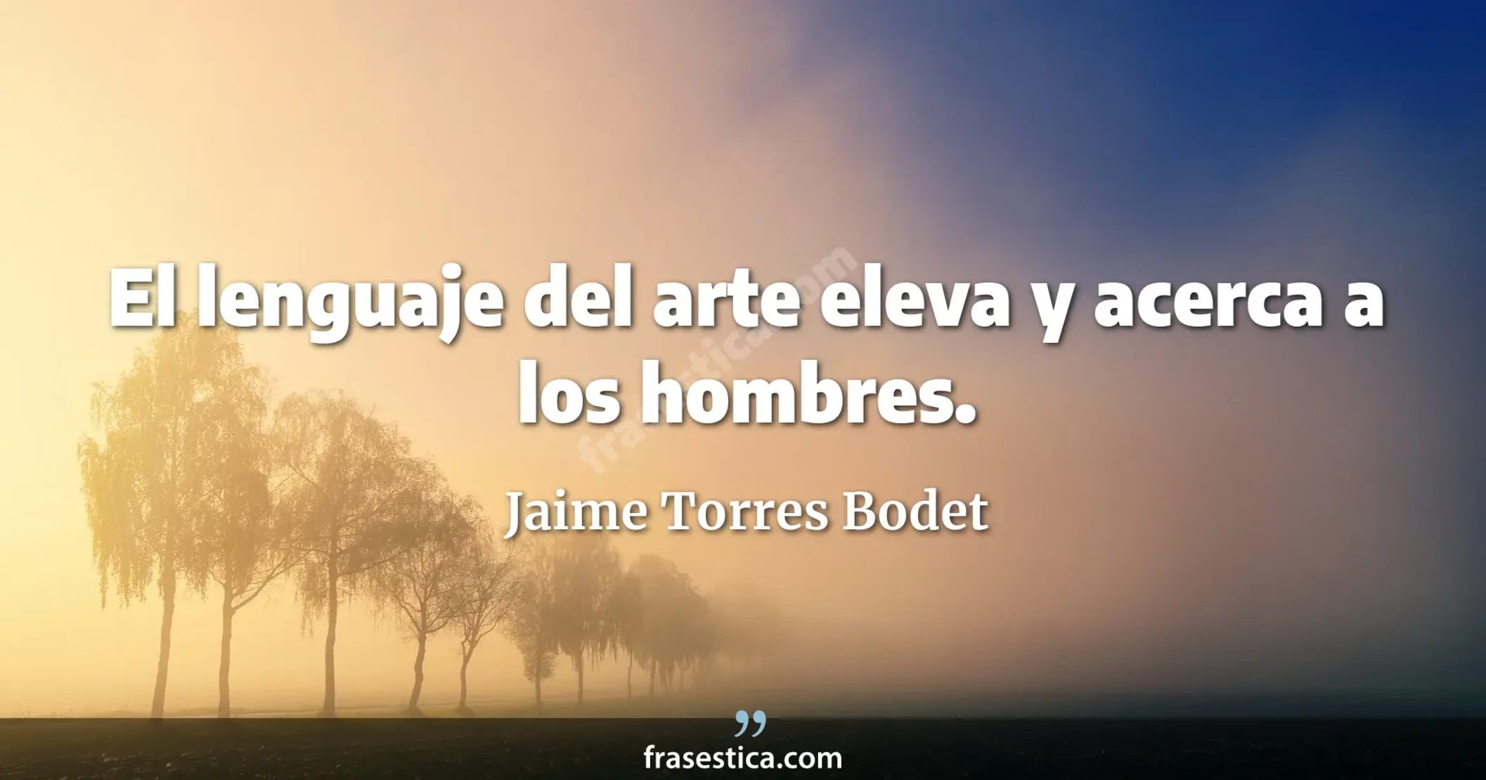 El lenguaje del arte eleva y acerca a los hombres. - Jaime Torres Bodet