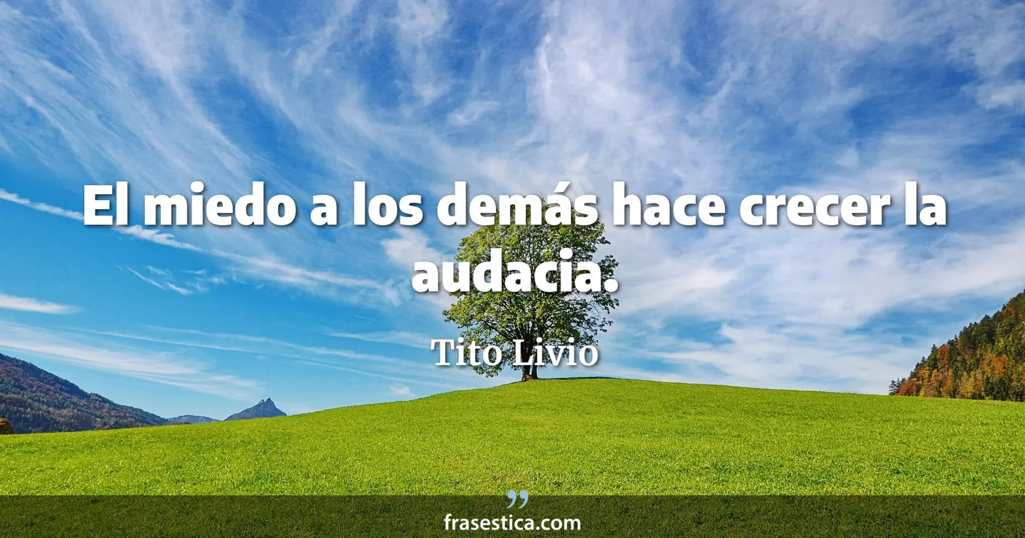 El miedo a los demás hace crecer la audacia. - Tito Livio