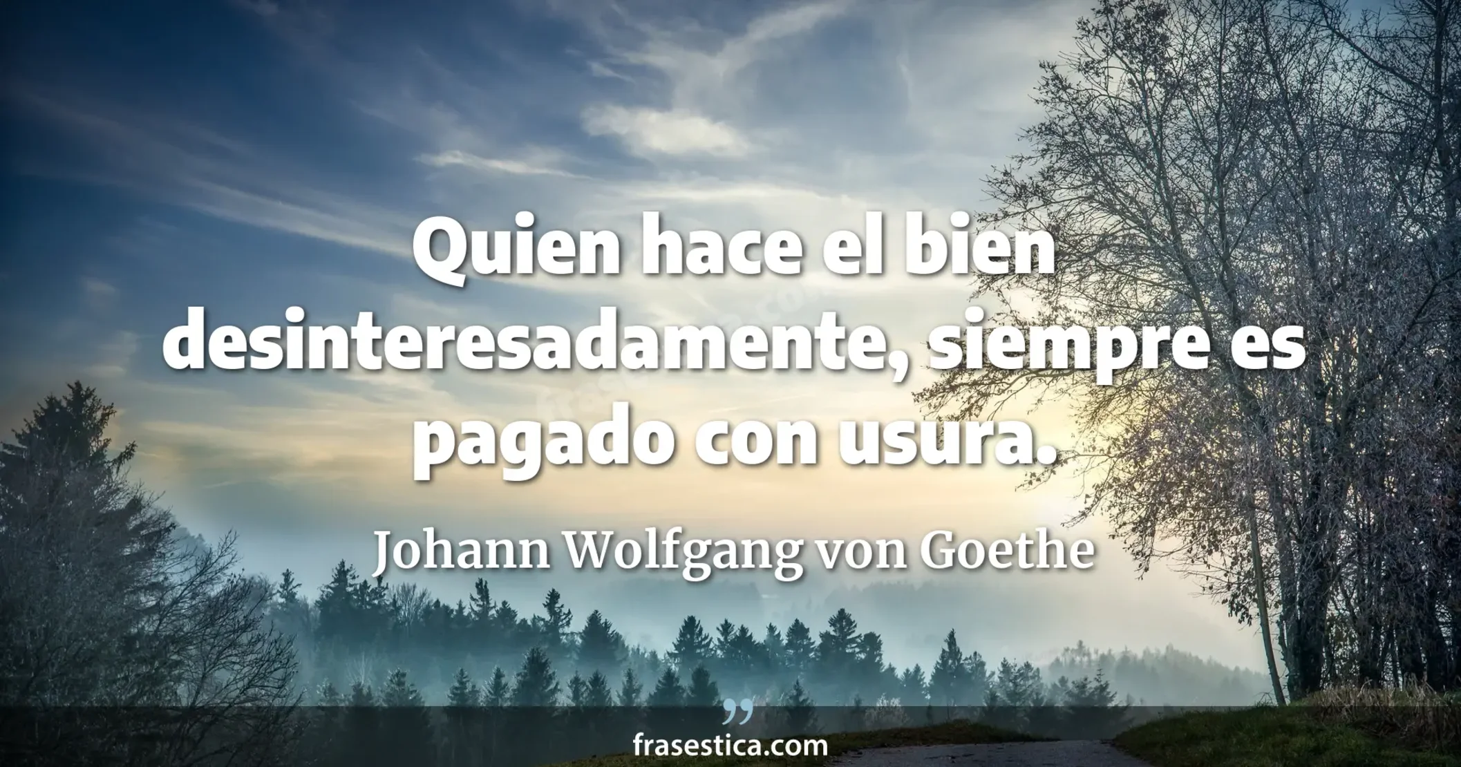Quien hace el bien desinteresadamente, siempre es pagado con usura. - Johann Wolfgang von Goethe