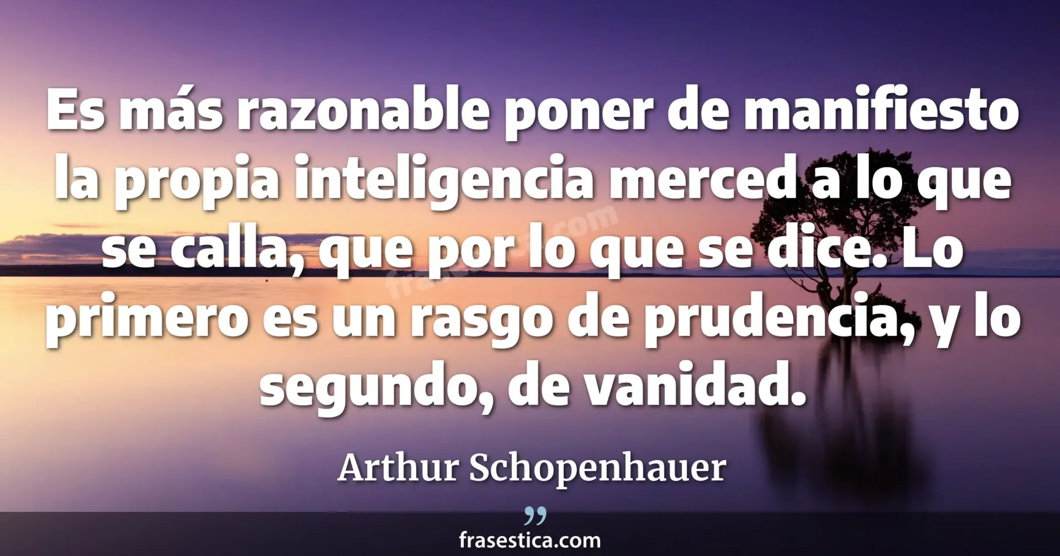 Es más razonable poner de manifiesto la propia inteligencia merced a lo que se calla, que por lo que se dice. Lo primero es un rasgo de prudencia, y lo segundo, de vanidad. - Arthur Schopenhauer
