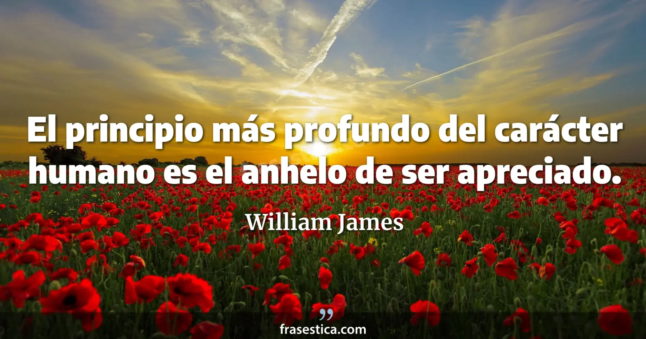 El principio más profundo del carácter humano es el anhelo de ser apreciado. - William James