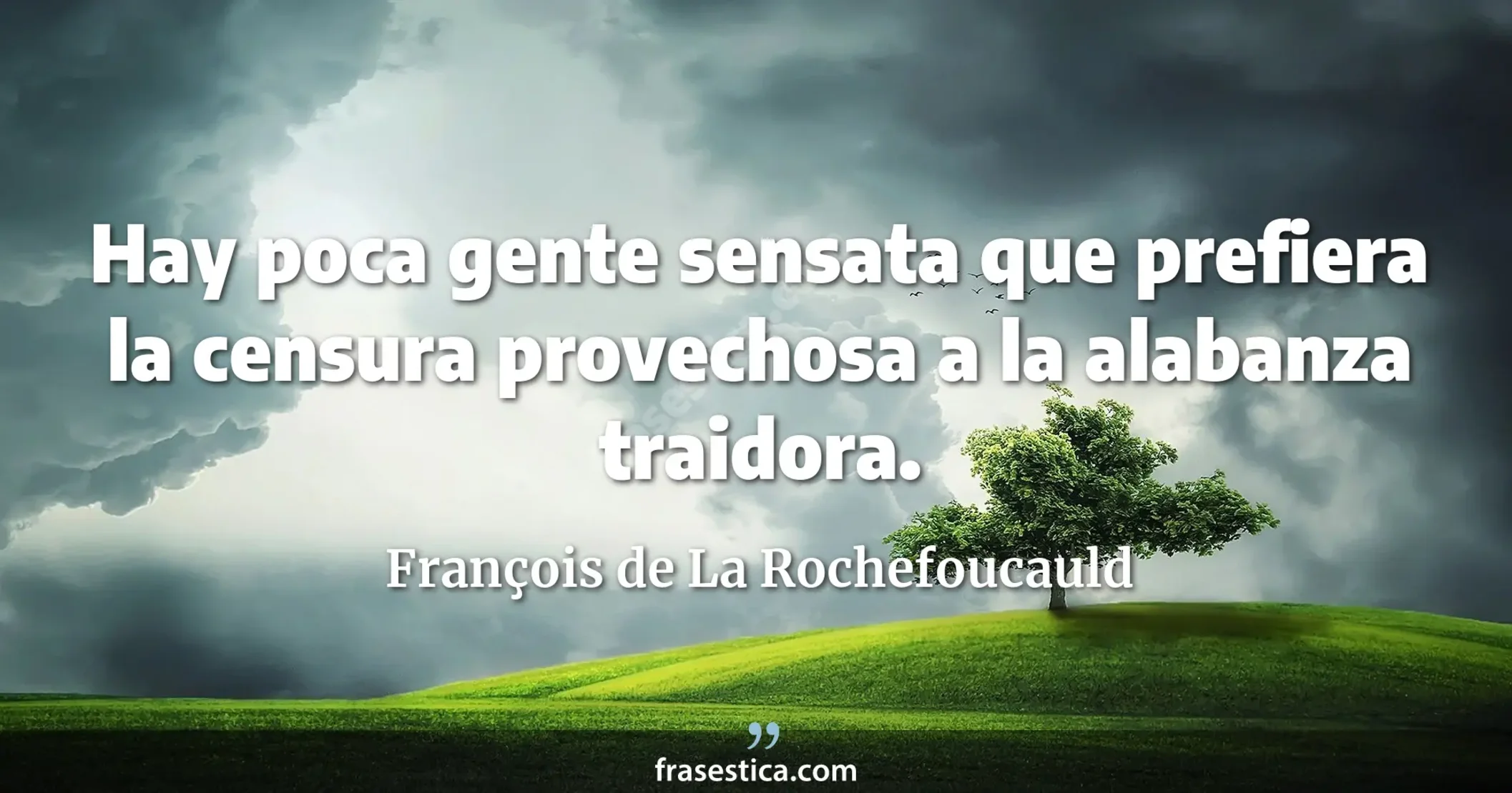 Hay poca gente sensata que prefiera la censura provechosa a la alabanza traidora. - François de La Rochefoucauld