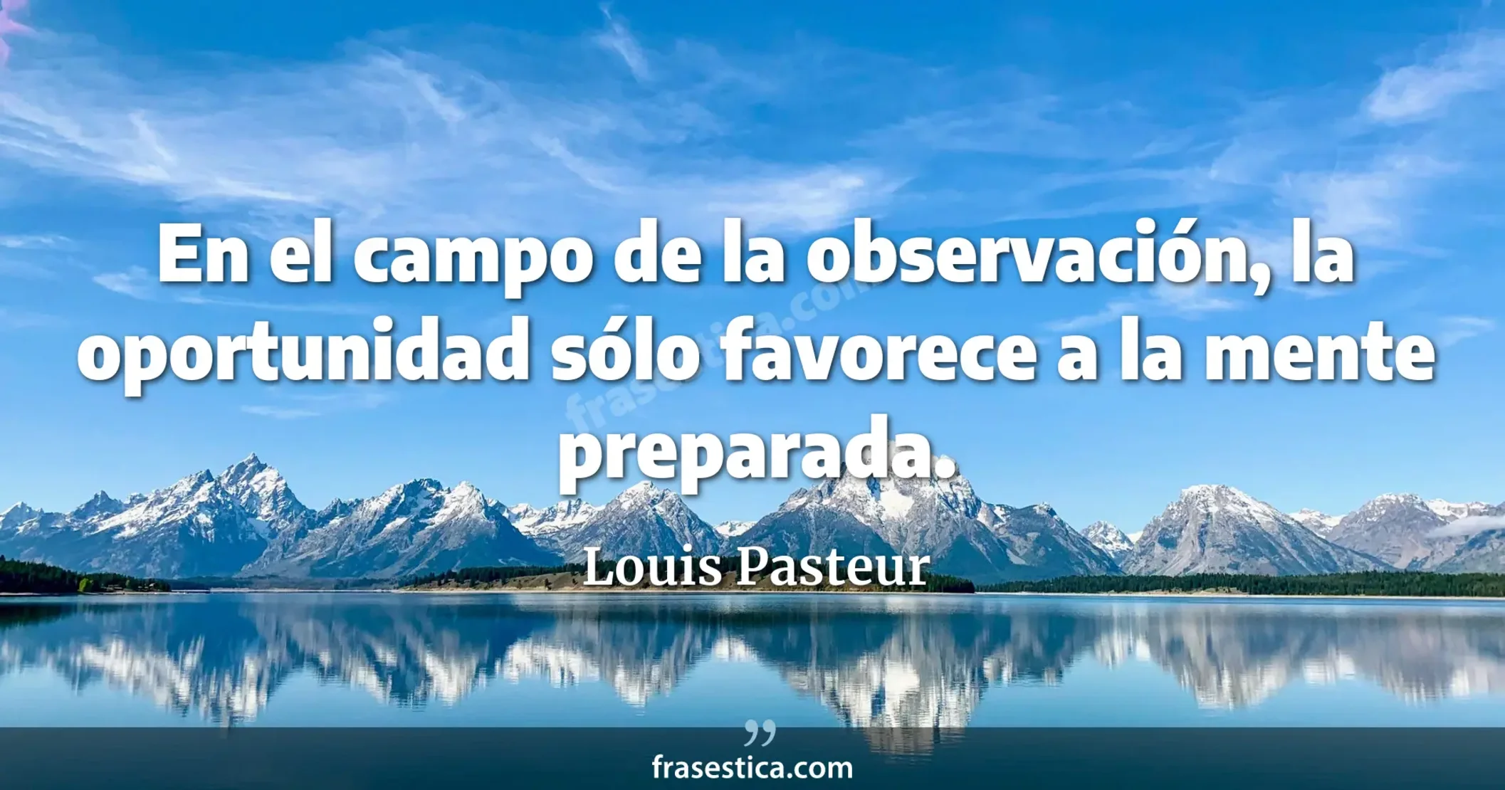 En el campo de la observación, la oportunidad sólo favorece a la mente preparada. - Louis Pasteur