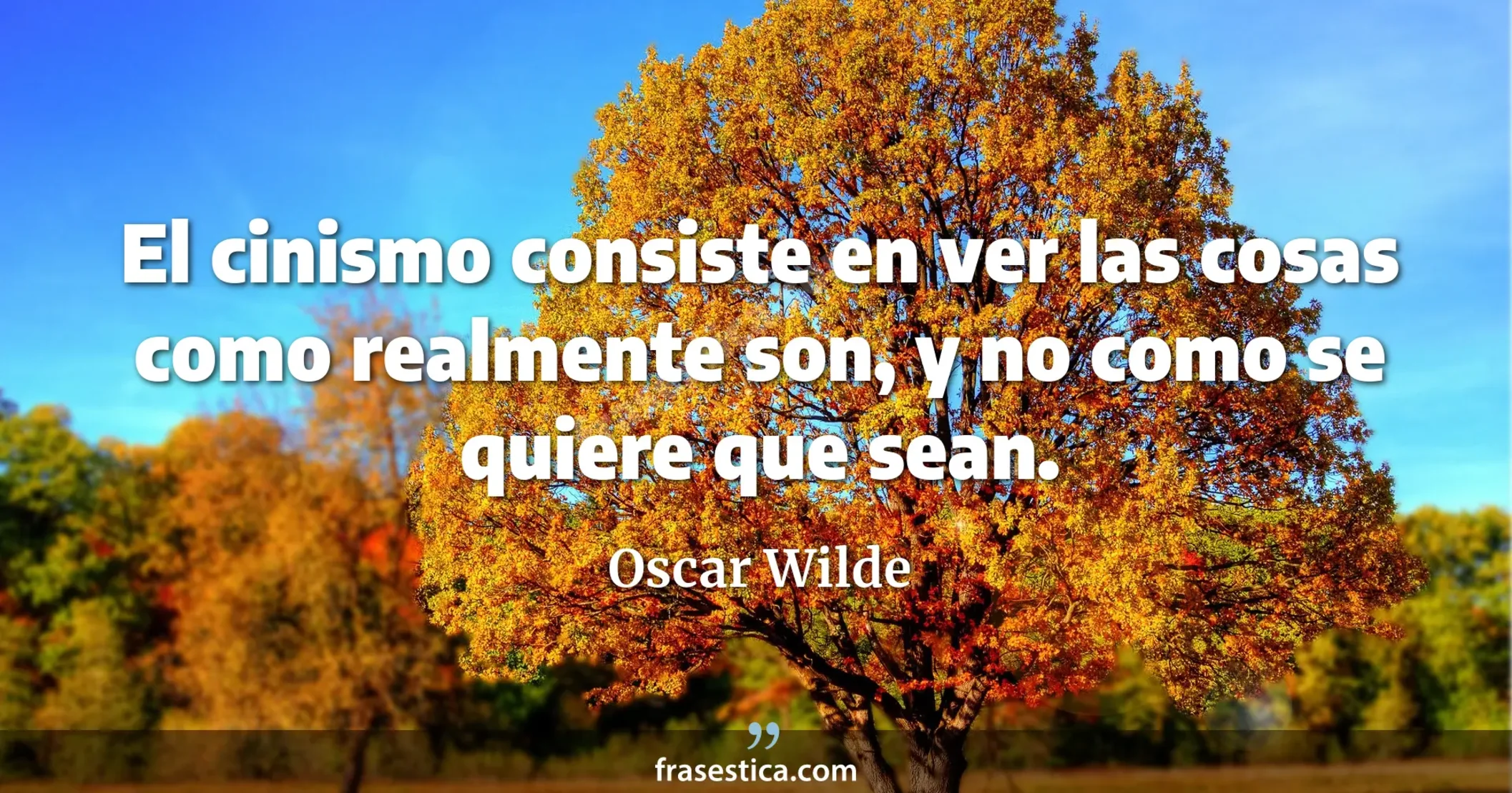 El cinismo consiste en ver las cosas como realmente son, y no como se quiere que sean. - Oscar Wilde