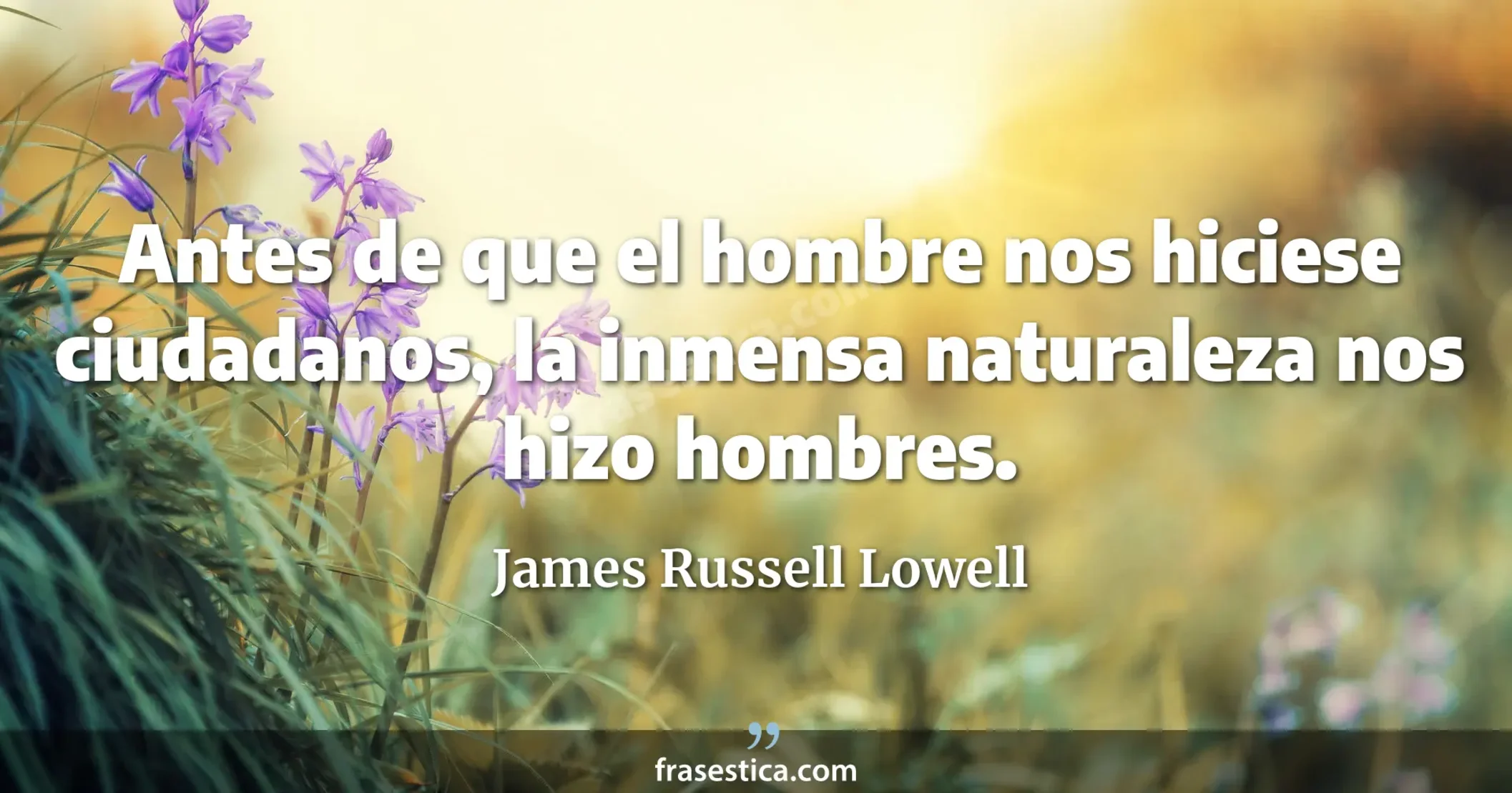 Antes de que el hombre nos hiciese ciudadanos, la inmensa naturaleza nos hizo hombres. - James Russell Lowell