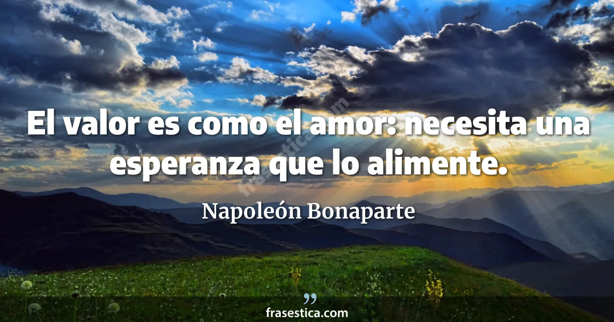 El valor es como el amor: necesita una esperanza que lo alimente. - Napoleón Bonaparte