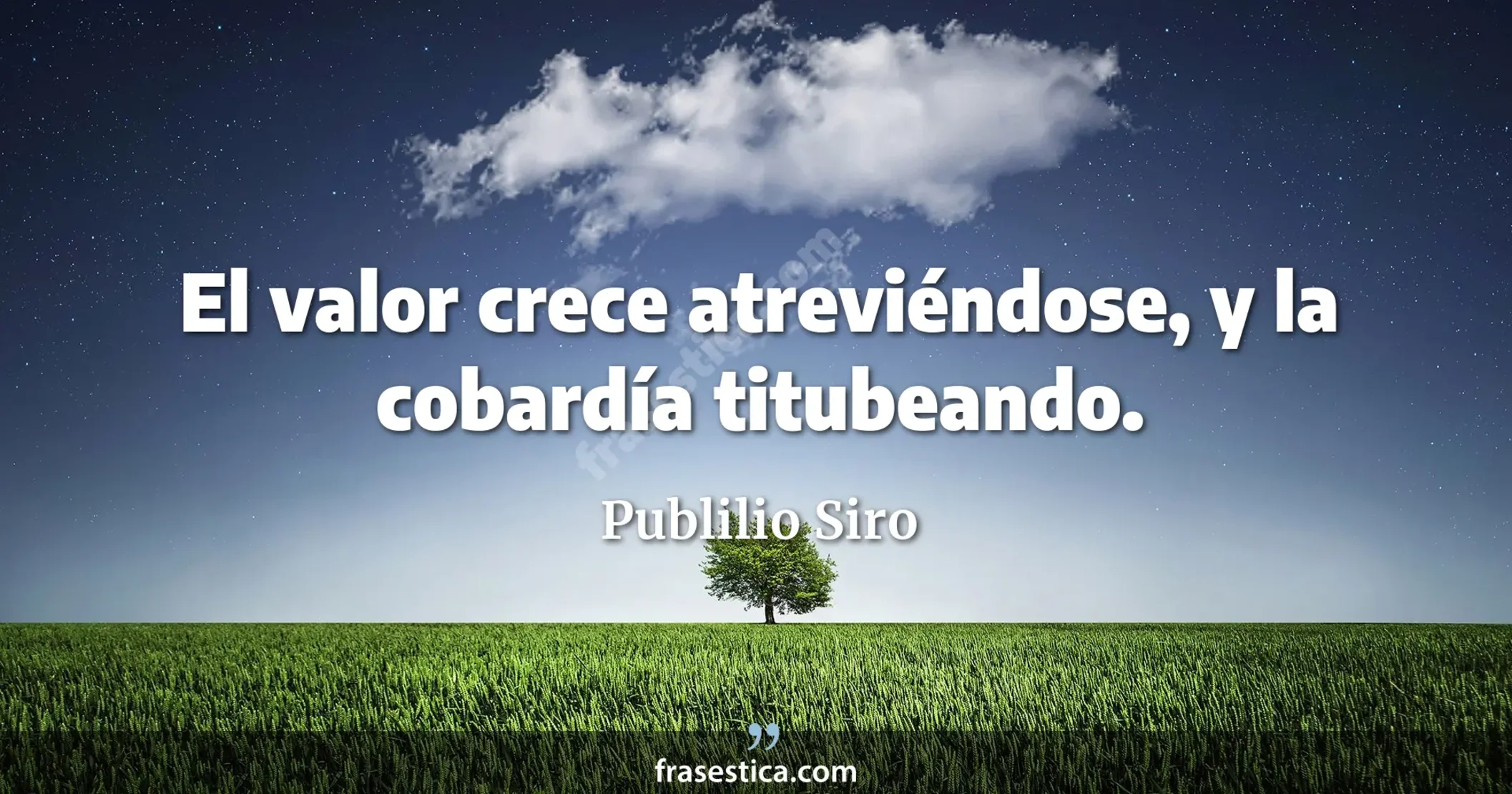 El valor crece atreviéndose, y la cobardía titubeando. - Publilio Siro