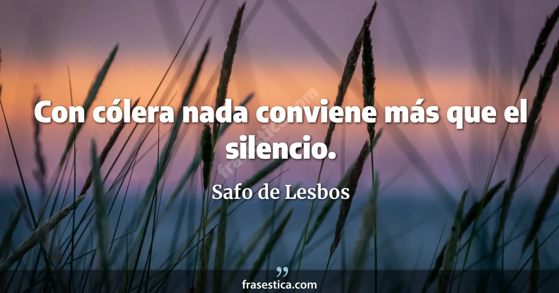Con cólera nada conviene más que el silencio. - Safo de Lesbos