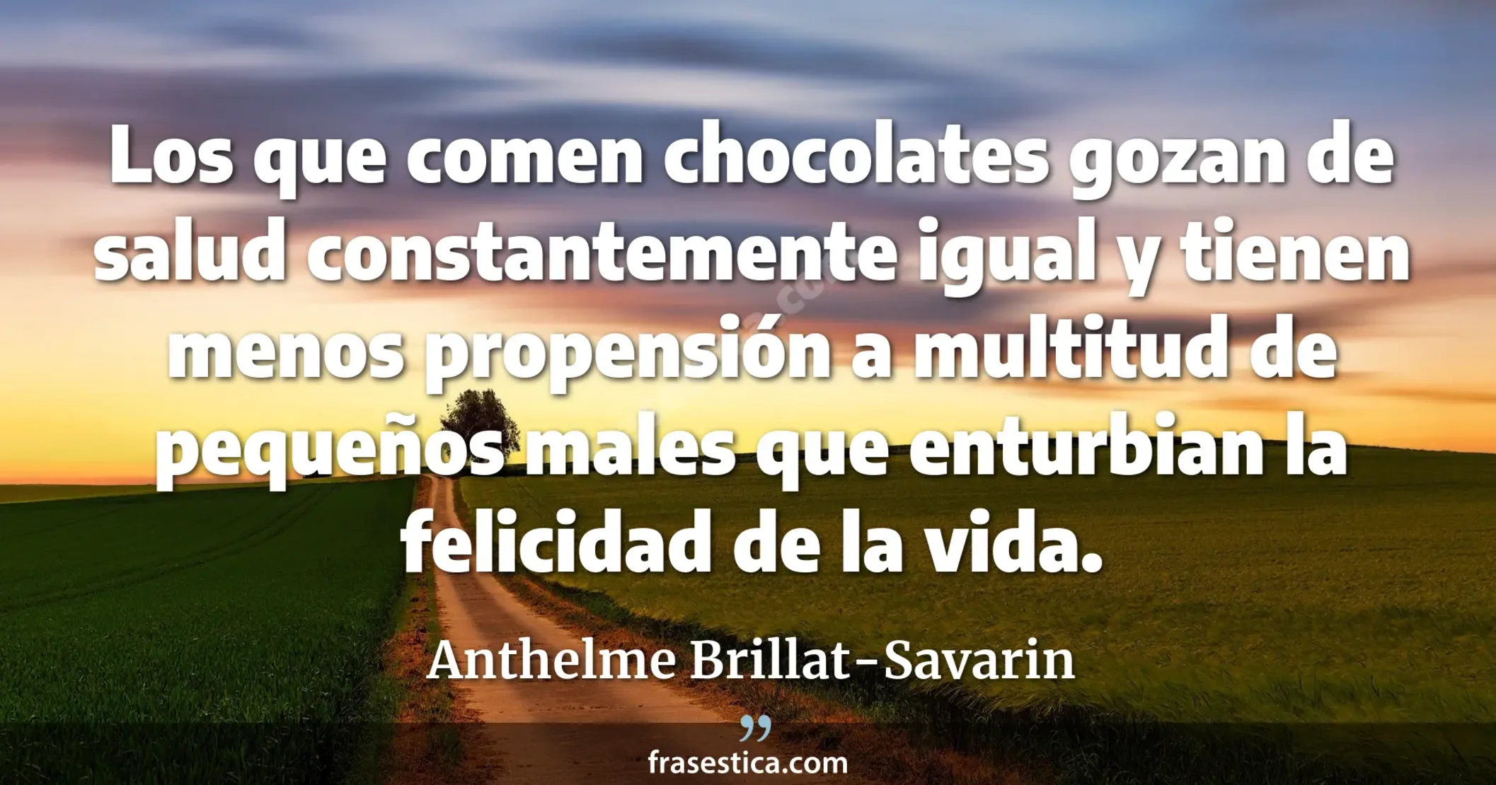 Los que comen chocolates gozan de salud constantemente igual y tienen menos propensión a multitud de pequeños males que enturbian la felicidad de la vida. - Anthelme Brillat-Savarin