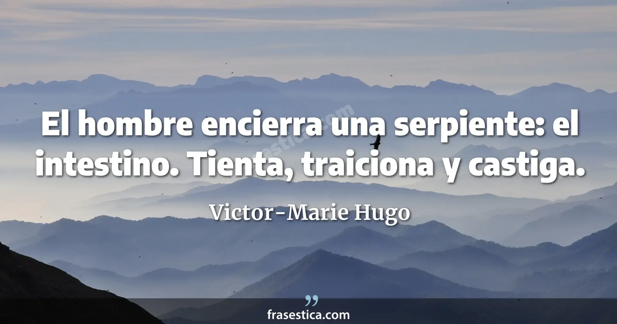 El hombre encierra una serpiente: el intestino. Tienta, traiciona y castiga. - Victor-Marie Hugo