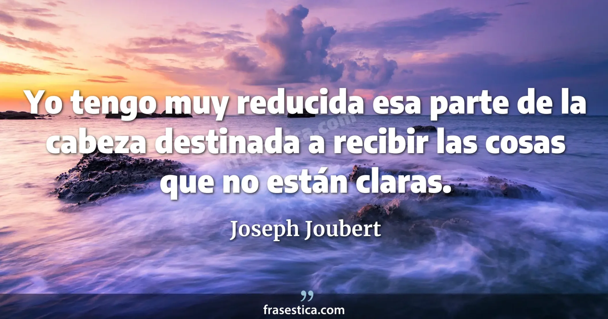 Yo tengo muy reducida esa parte de la cabeza destinada a recibir las cosas que no están claras. - Joseph Joubert