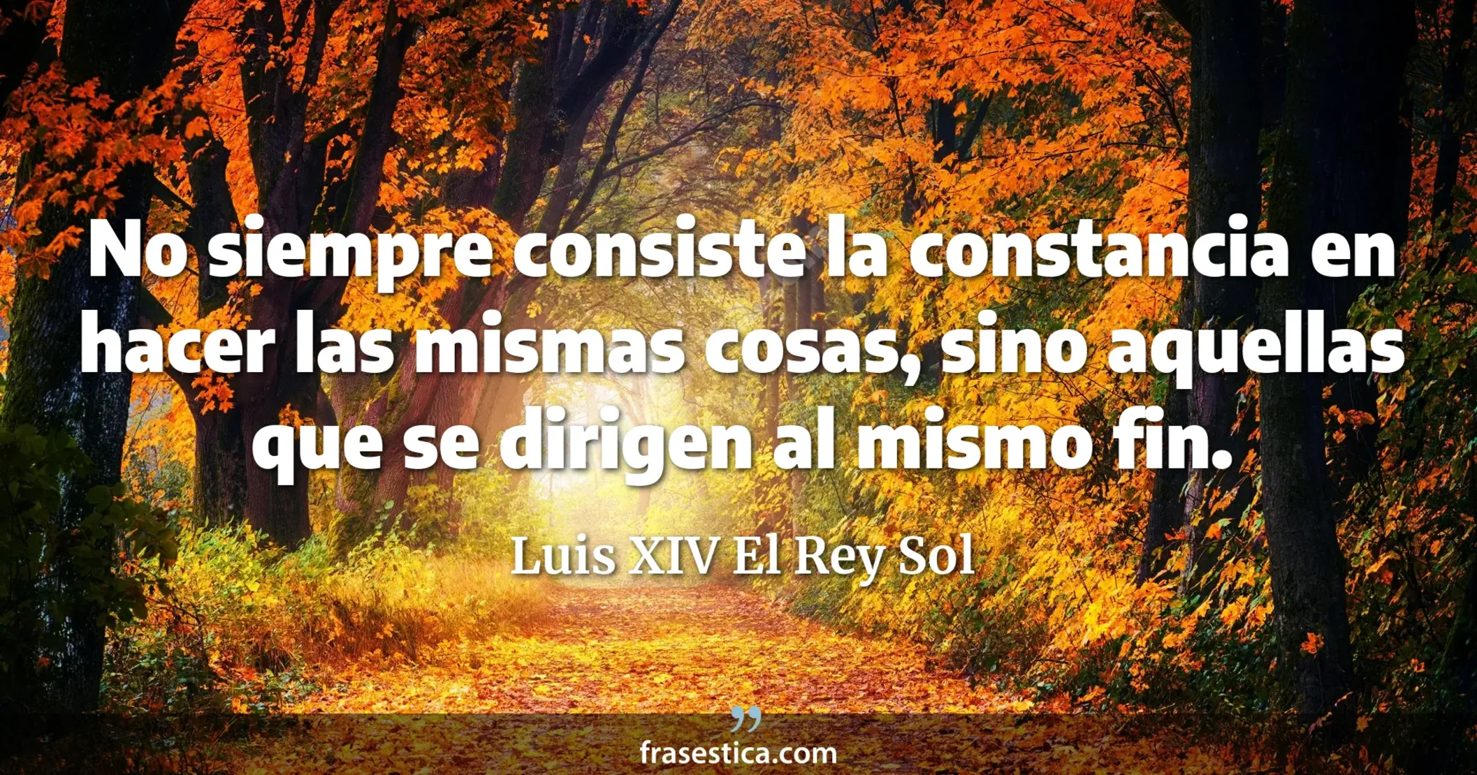 No siempre consiste la constancia en hacer las mismas cosas, sino aquellas que se dirigen al mismo fin. - Luis XIV El Rey Sol