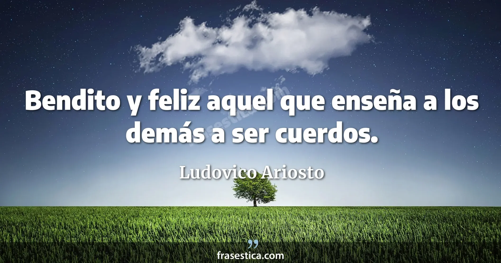 Bendito y feliz aquel que enseña a los demás a ser cuerdos. - Ludovico Ariosto