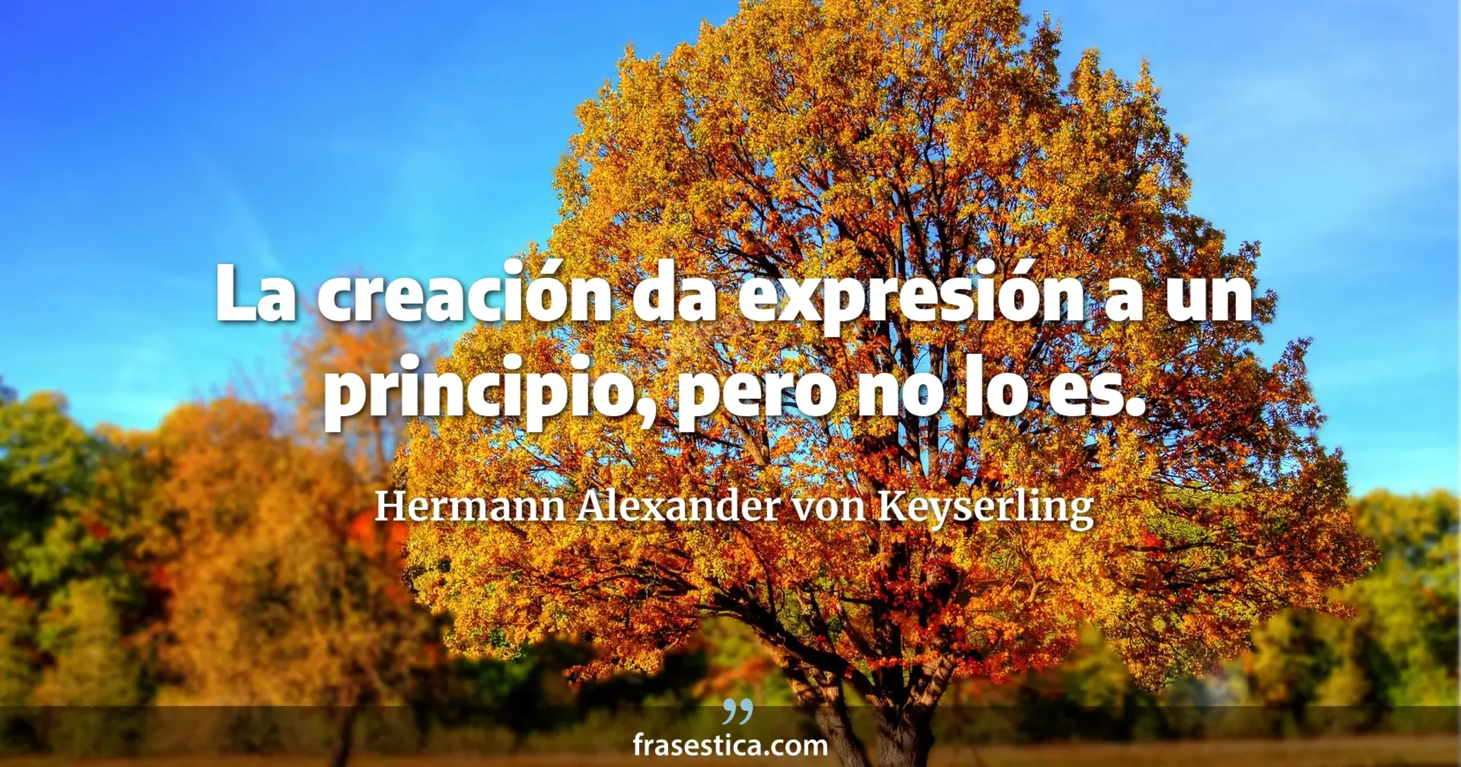 La creación da expresión a un principio, pero no lo es. - Hermann Alexander von Keyserling