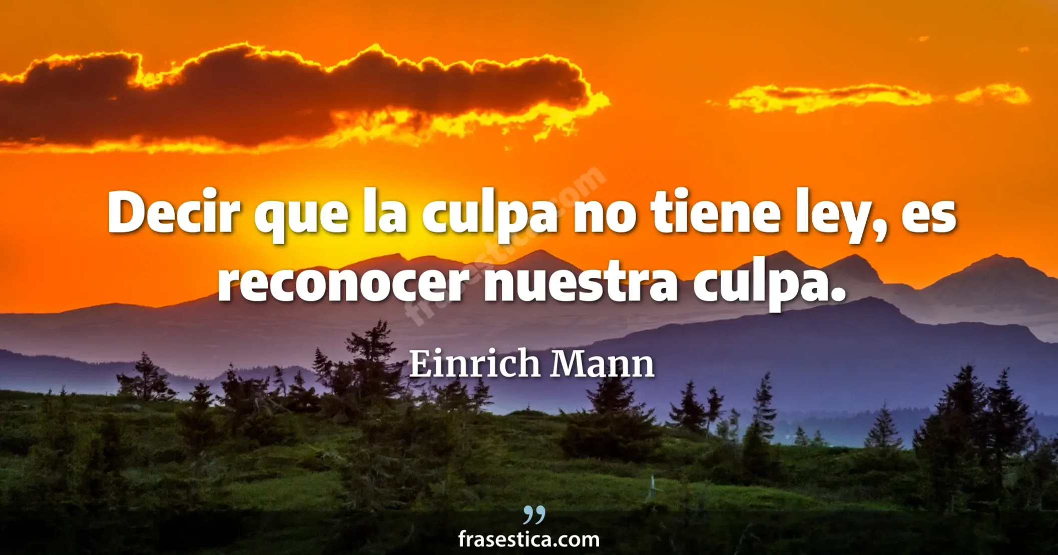 Decir que la culpa no tiene ley, es reconocer nuestra culpa. - Einrich Mann
