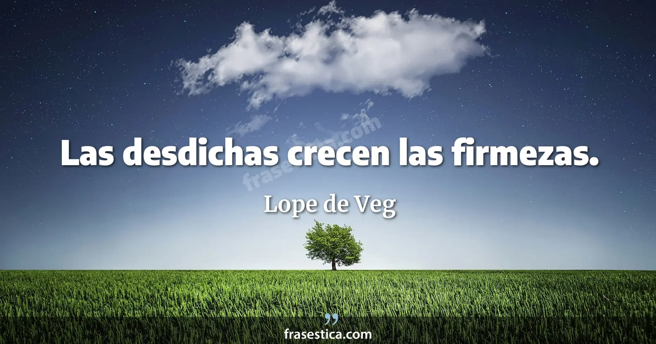 Las desdichas crecen las firmezas. - Lope de Veg