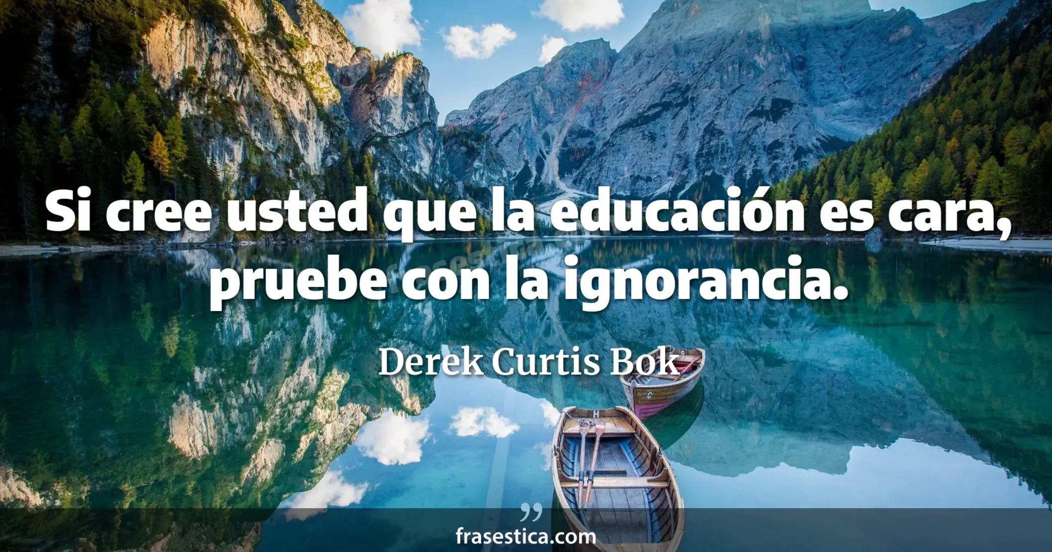 Si cree usted que la educación es cara, pruebe con la ignorancia. - Derek Curtis Bok
