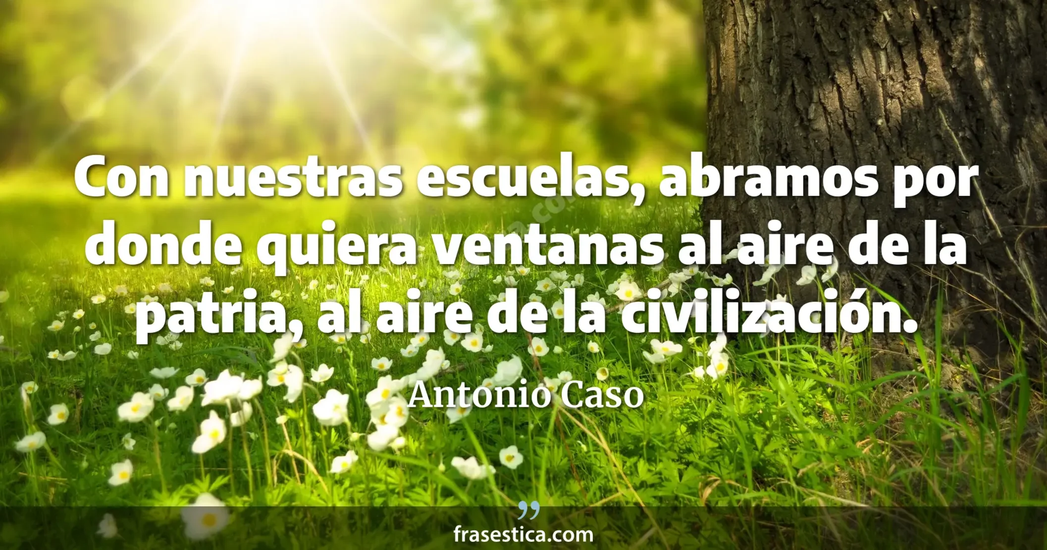 Con nuestras escuelas, abramos por donde quiera ventanas al aire de la patria, al aire de la civilización. - Antonio Caso