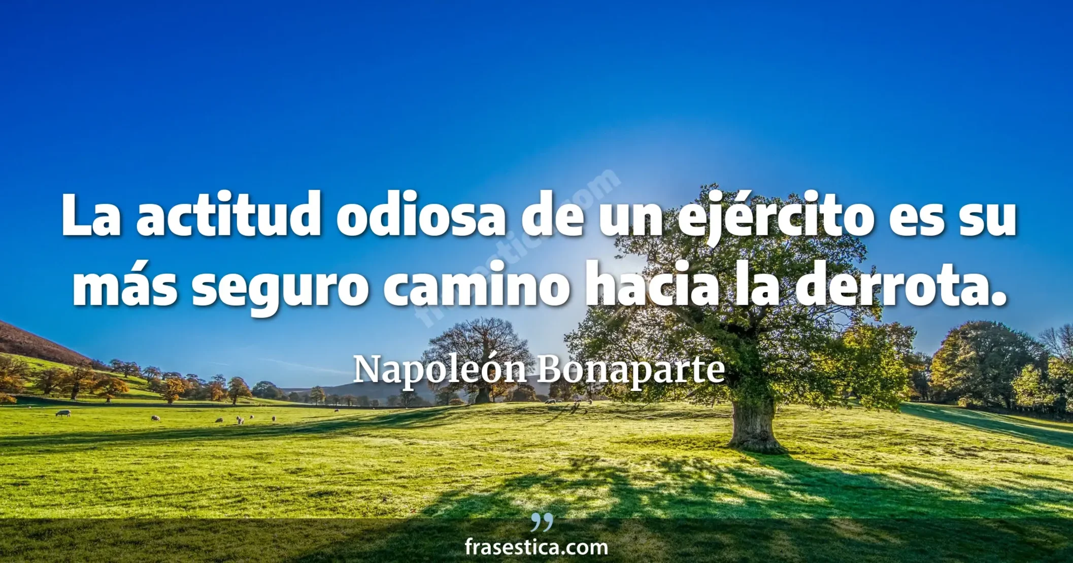 La actitud odiosa de un ejército es su más seguro camino hacia la derrota. - Napoleón Bonaparte