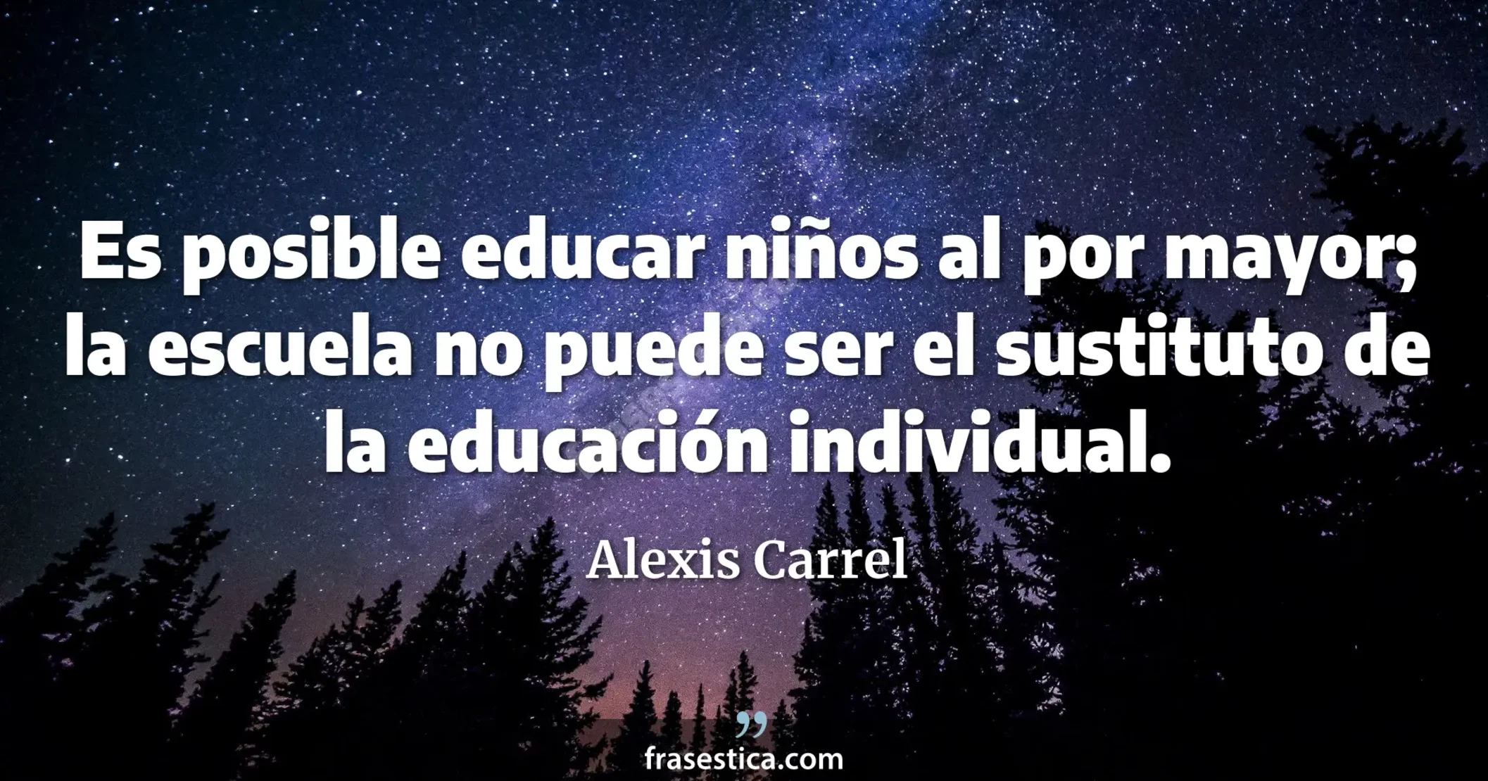 Es posible educar niños al por mayor; la escuela no puede ser el sustituto de la educación individual. - Alexis Carrel