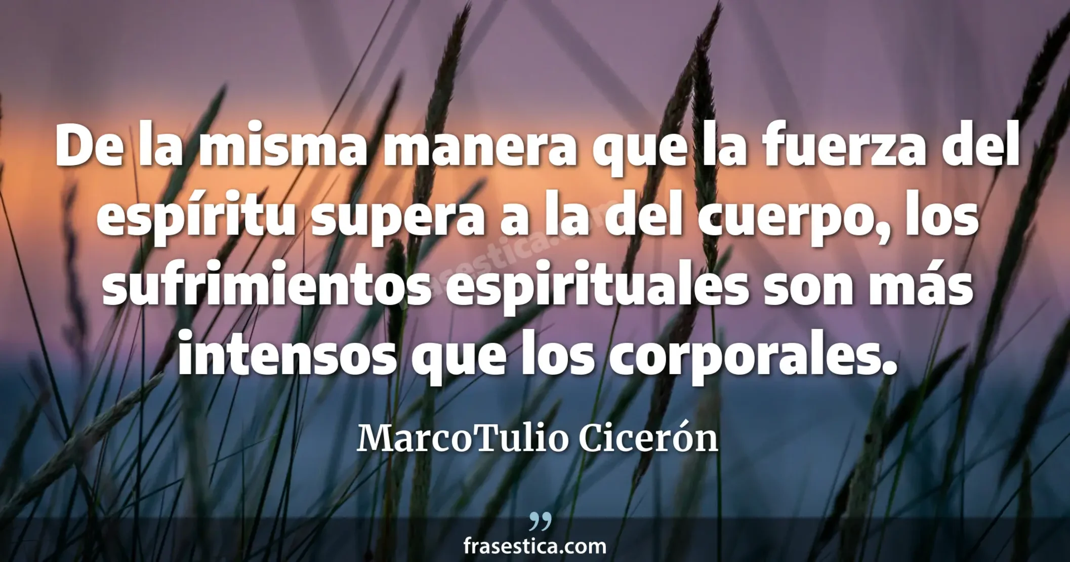 De la misma manera que la fuerza del espíritu supera a la del cuerpo, los sufrimientos espirituales son más intensos que los corporales. - MarcoTulio Cicerón