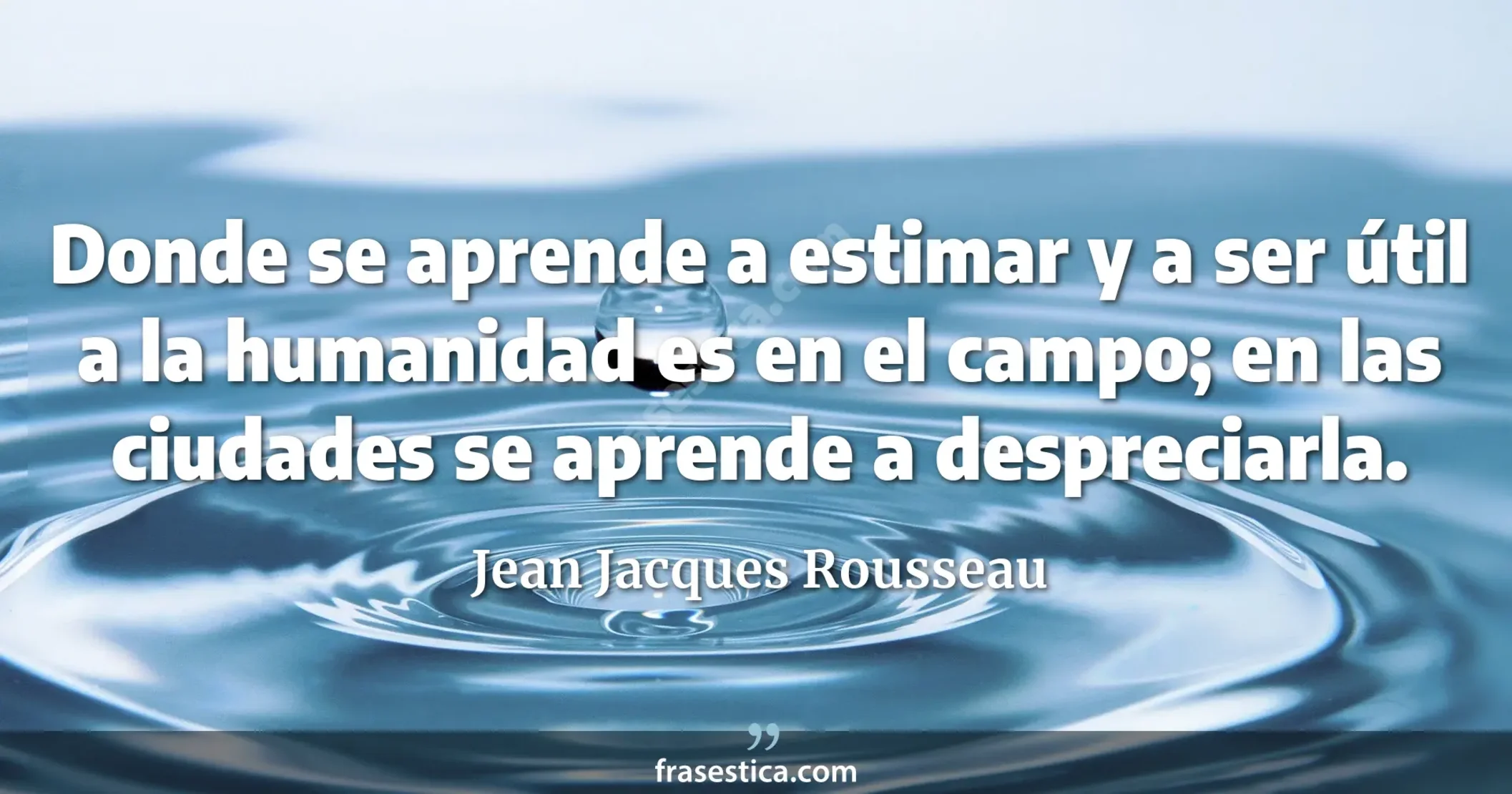 Donde se aprende a estimar y a ser útil a la humanidad es en el campo; en las ciudades se aprende a despreciarla. - Jean Jacques Rousseau