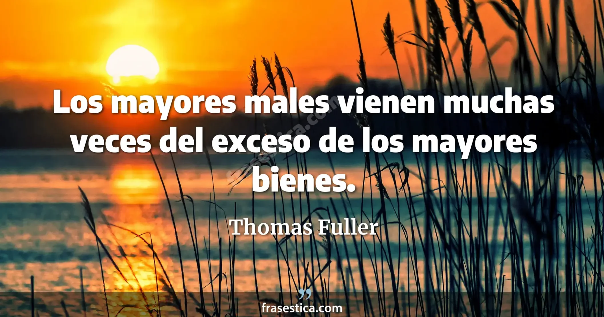 Los mayores males vienen muchas veces del exceso de los mayores bienes. - Thomas Fuller