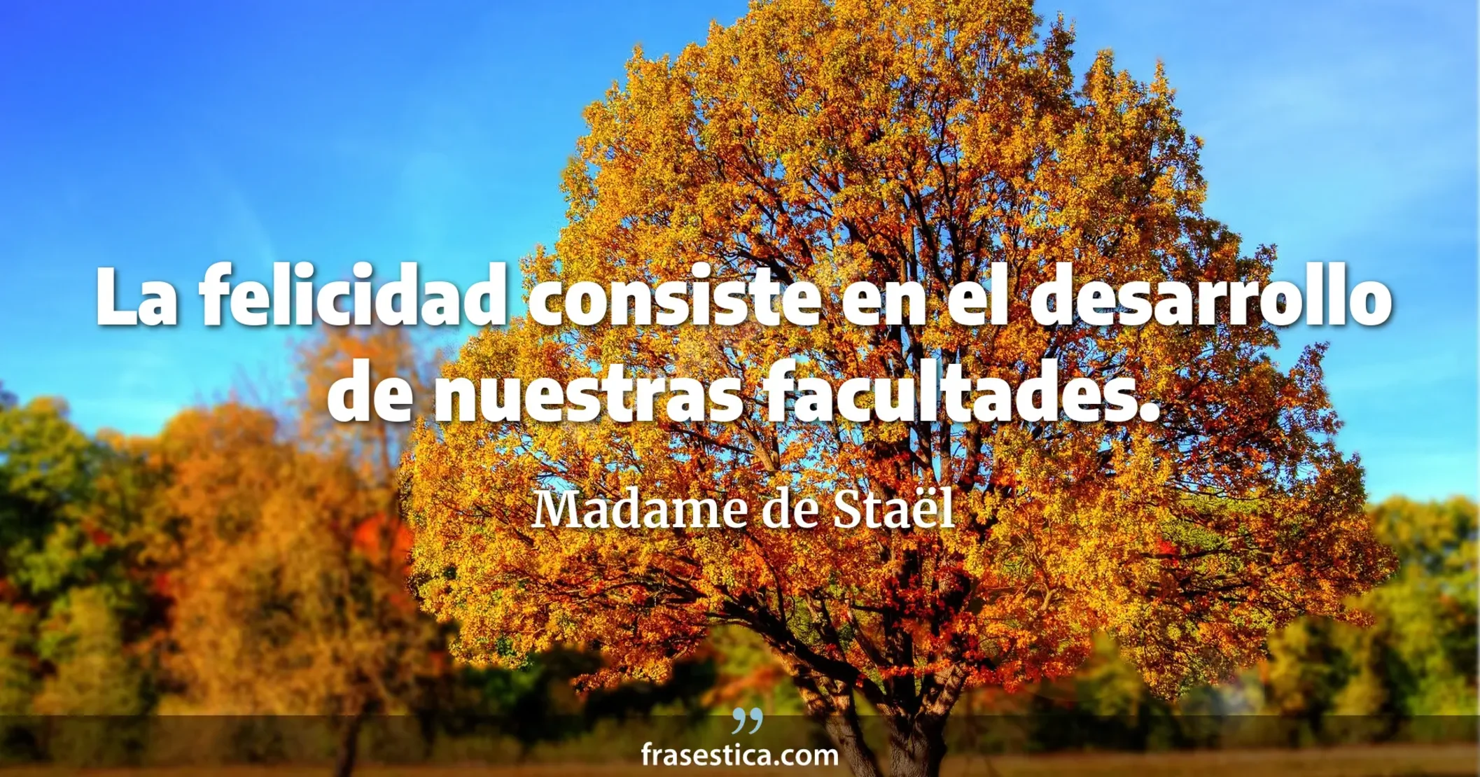 La felicidad consiste en el desarrollo de nuestras facultades. - Madame de Staël