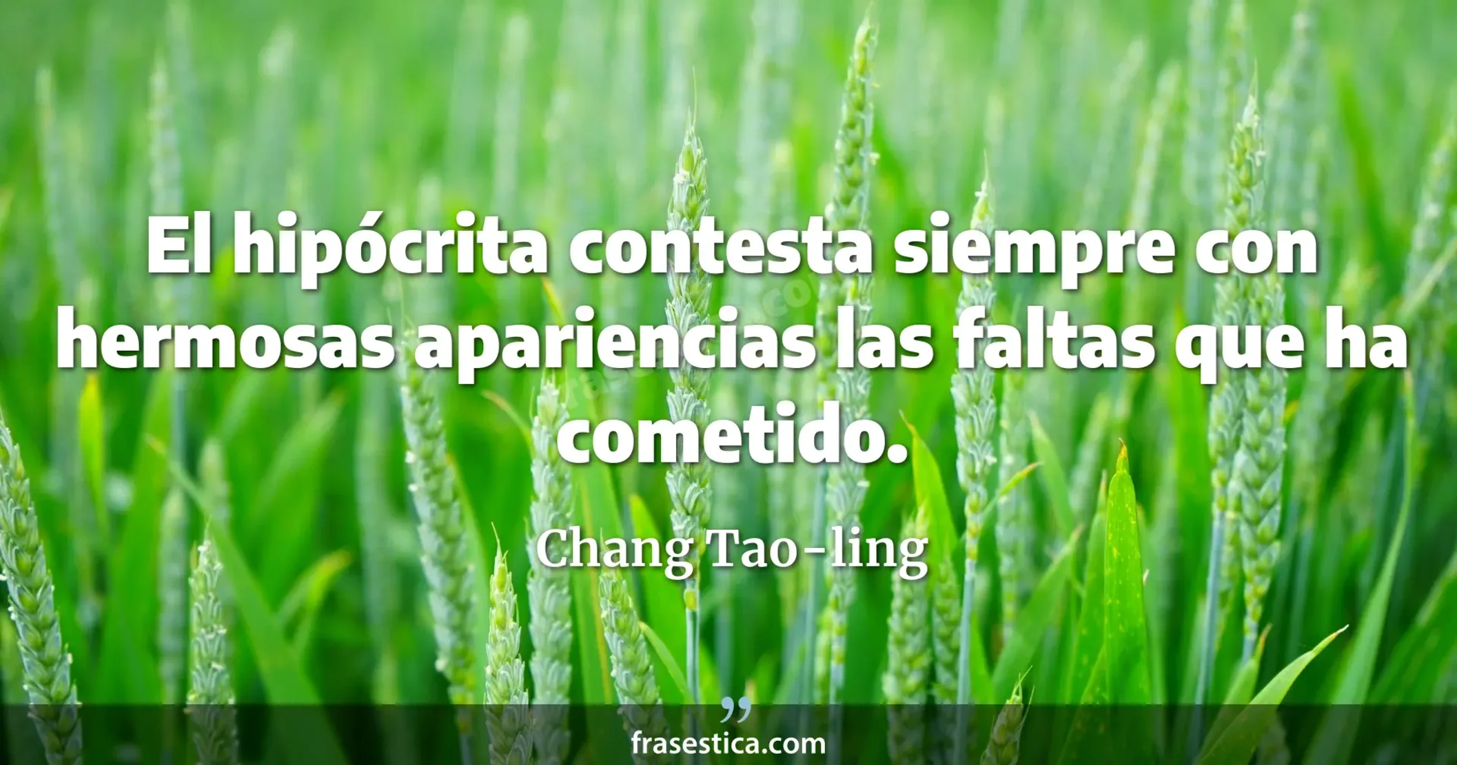 El hipócrita contesta siempre con hermosas apariencias las faltas que ha cometido. - Chang Tao-ling