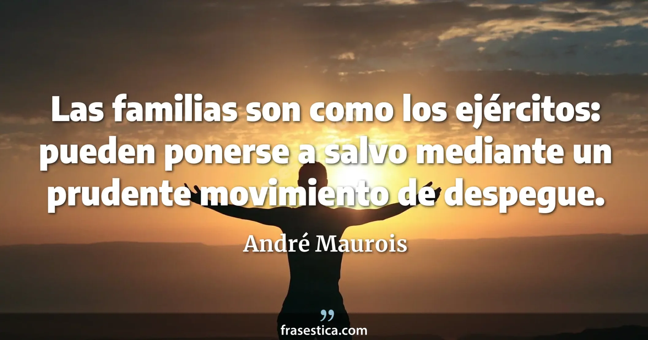 Las familias son como los ejércitos: pueden ponerse a salvo mediante un prudente movimiento de despegue. - André Maurois