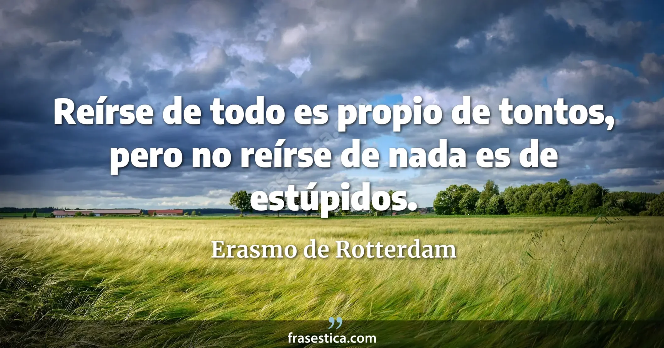 Reírse de todo es propio de tontos, pero no reírse de nada es de estúpidos. - Erasmo de Rotterdam