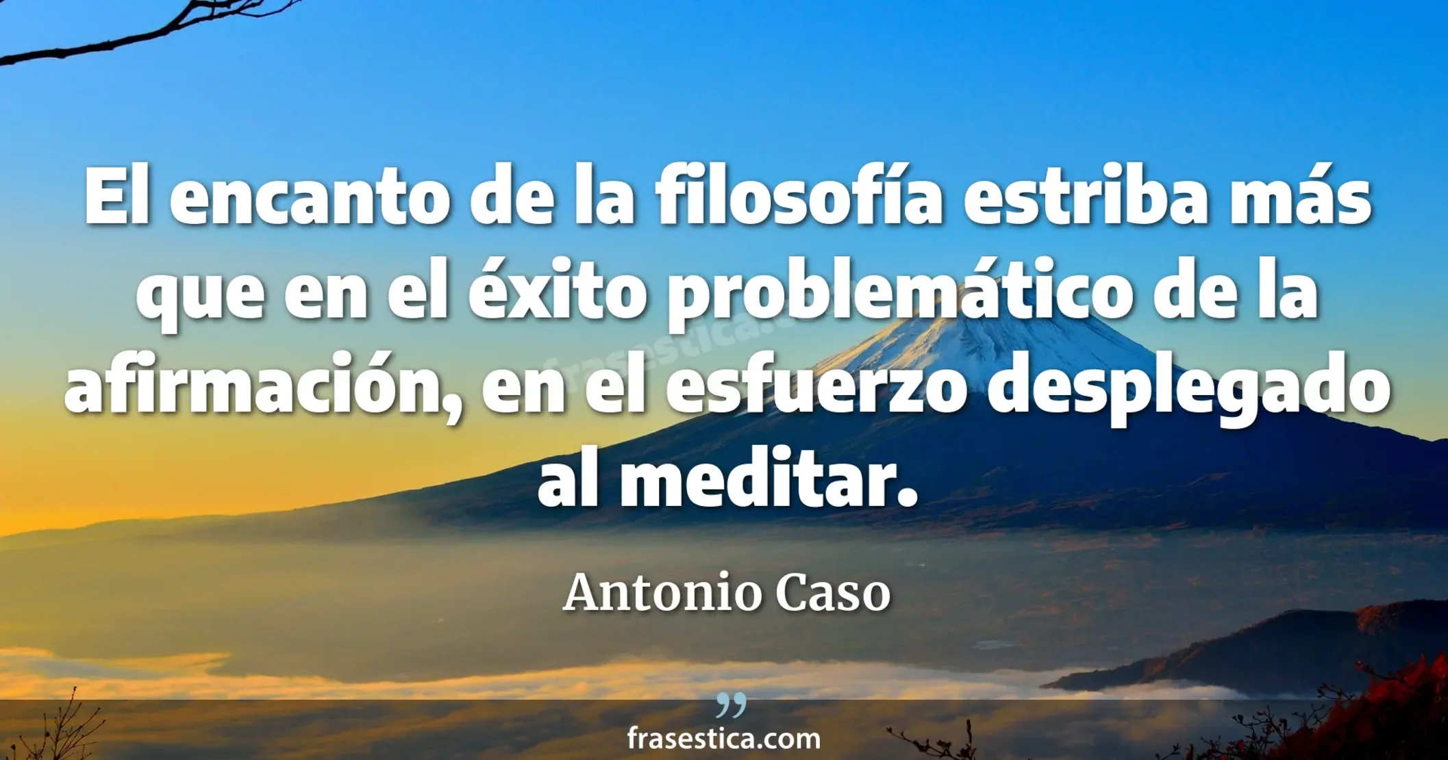 El encanto de la filosofía estriba más que en el éxito problemático de la afirmación, en el esfuerzo desplegado al meditar. - Antonio Caso