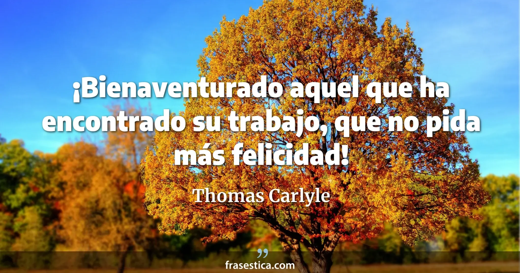 ¡Bienaventurado aquel que ha encontrado su trabajo, que no pida más felicidad! - Thomas Carlyle